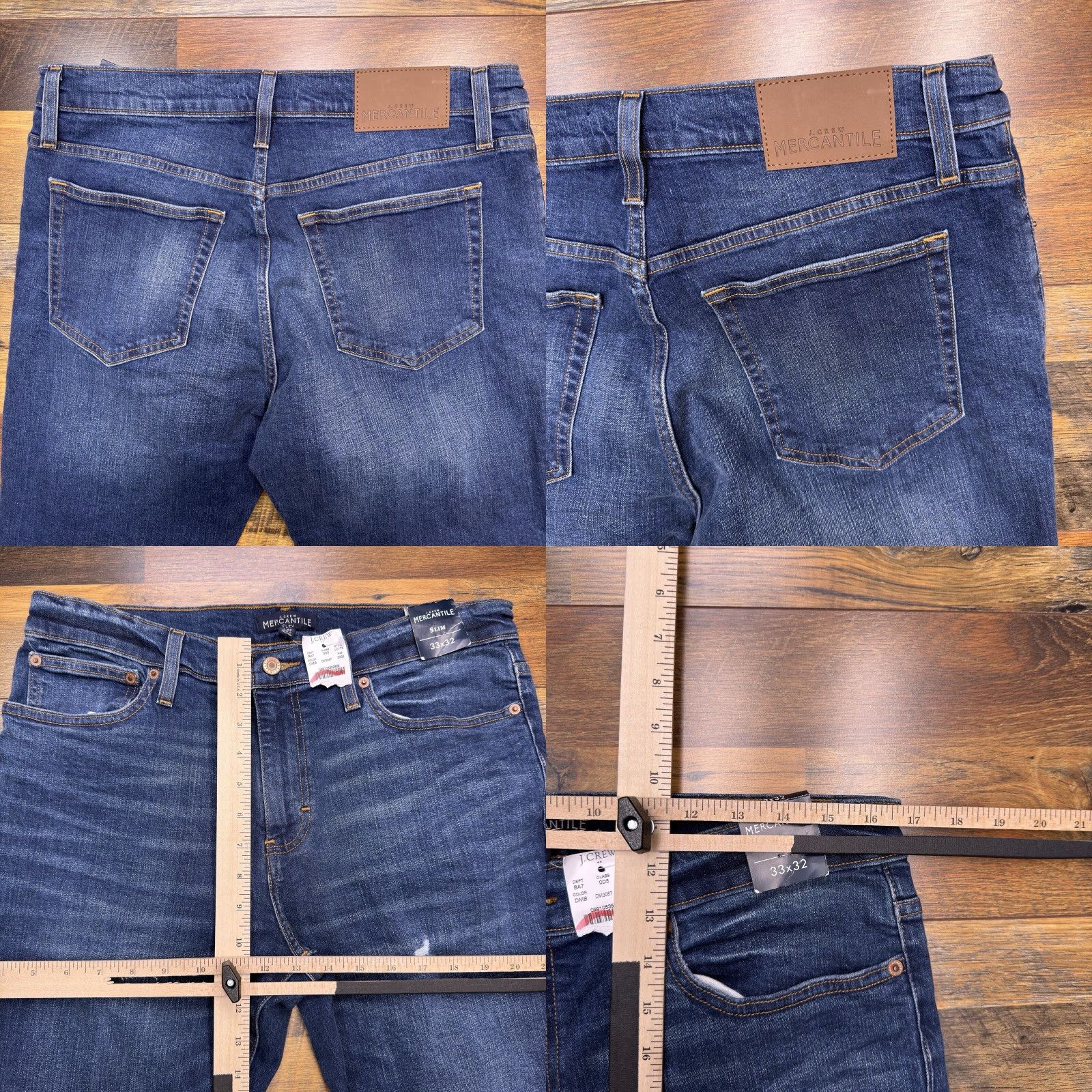 Vintage J Crew Mercantile Flex Jeans Mens 33x32 Slim Mid Rise Stretch Denim Blue 5-Pocket Zip Jeans Mens Slim Stretch Modern New Size US 33 - 8 Thumbnail