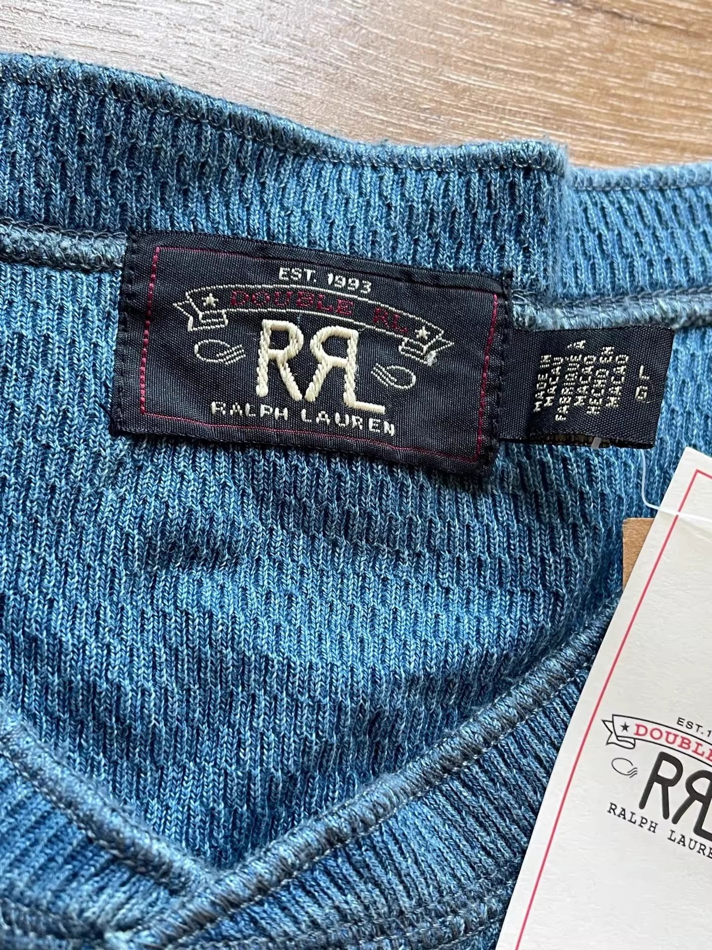 RRL Ralph Lauren RRL Indigo Jersey Henry Tee Size US L / EU 52-54 / 3 - 6 Thumbnail