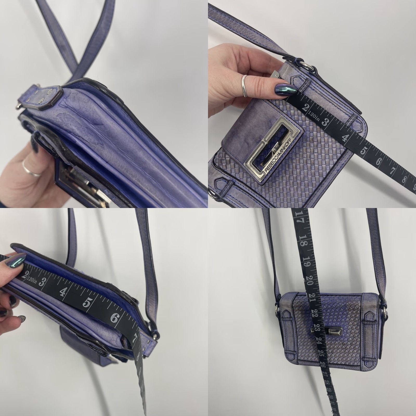 Rebecca Minkoff Rebecca Minkoff Mini Leather Crossbody Bag - Purple Woven, Casual Style, Women's Size ONE SIZE - 8 Thumbnail