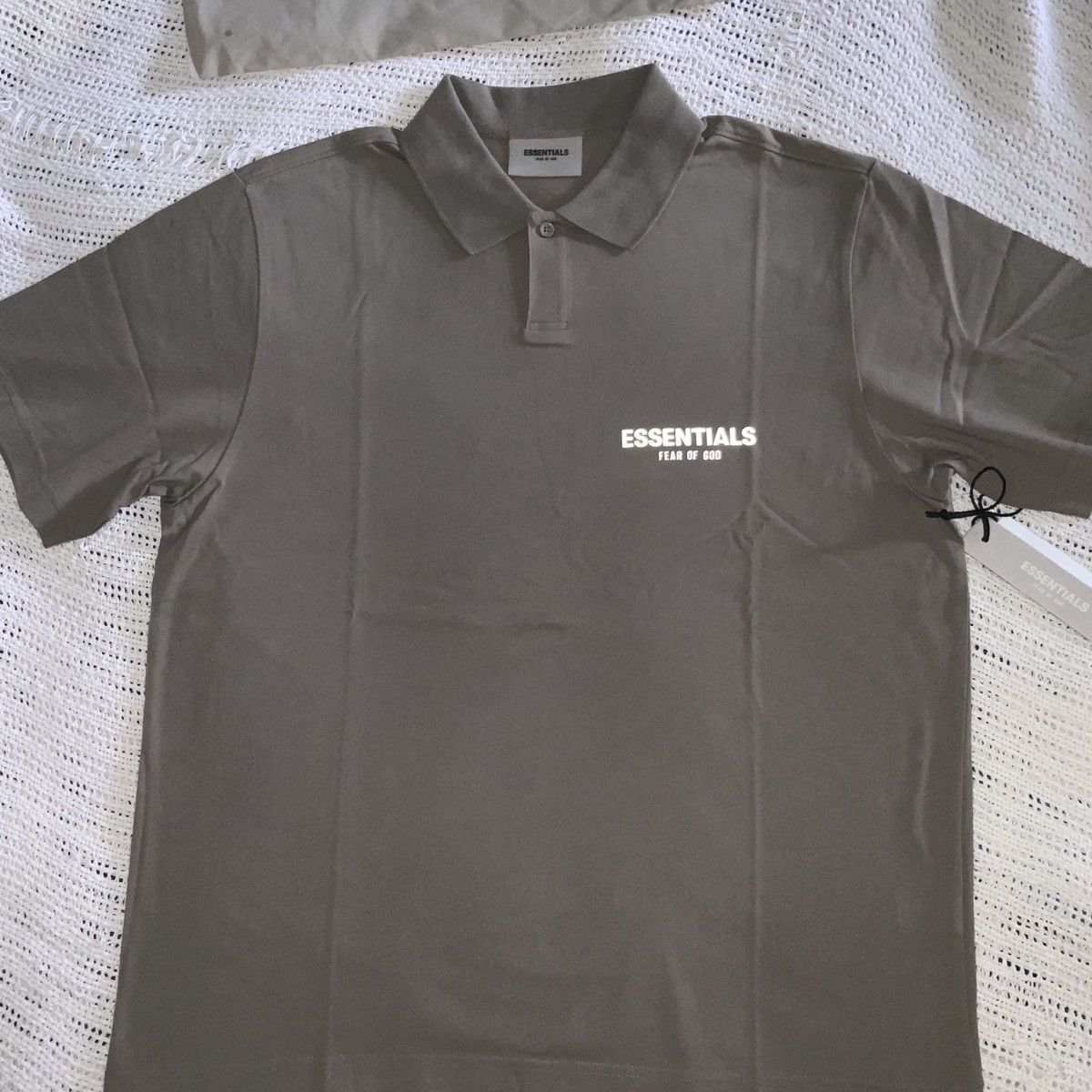 Essentials × Fear of God Essentials SS Polo Taupe sz Small | Grailed