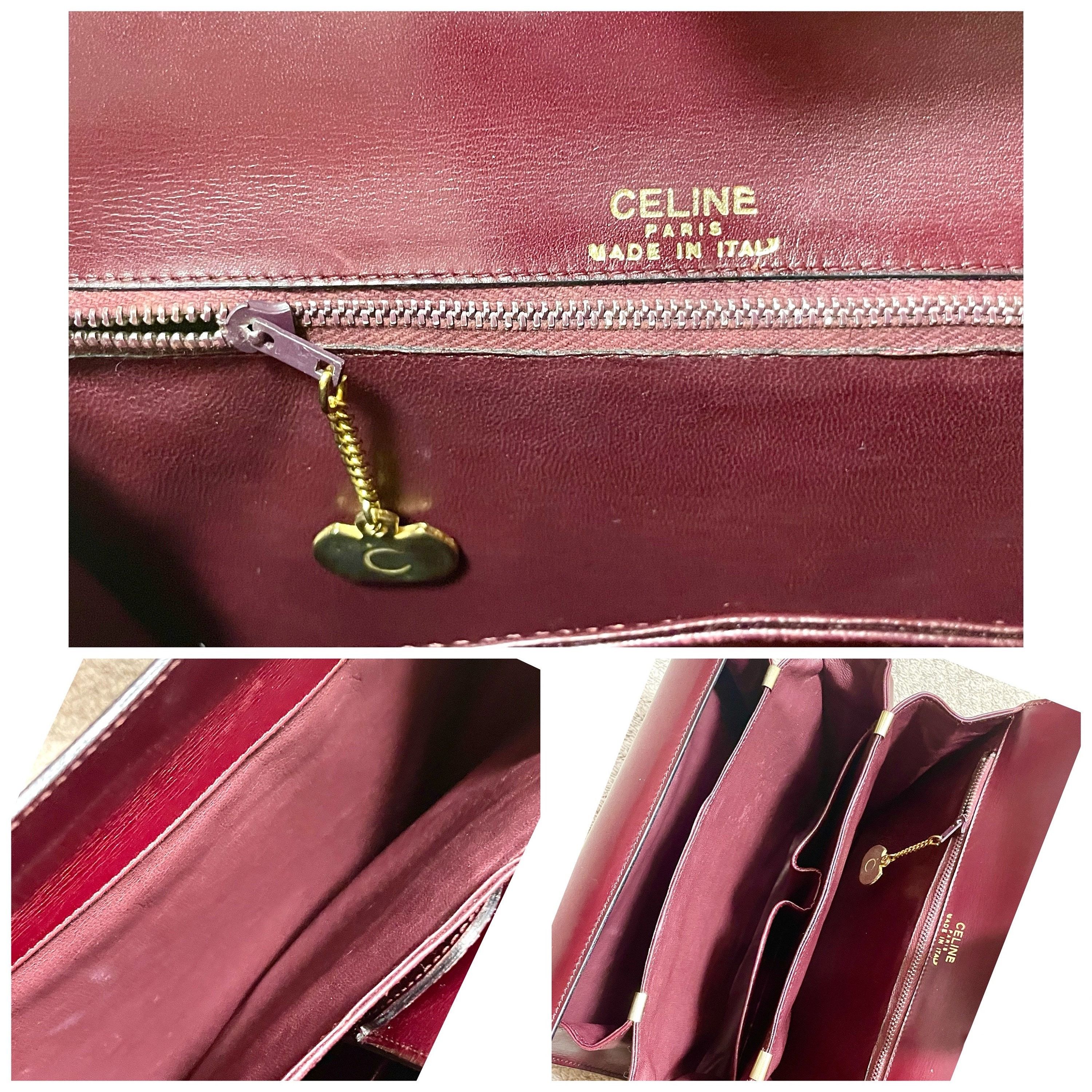 Celine Vintage CELINE wine Bordeaux leather shoulder bag with logo Size ONE SIZE - 8 Thumbnail