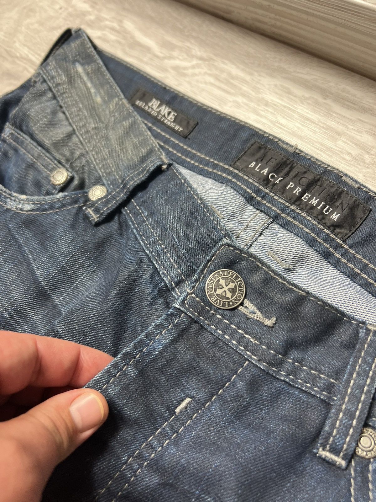 Affliction Vintage Affliction Straight Fit Jeans Distressed Denim Pants Size US 33 - 11 Thumbnail