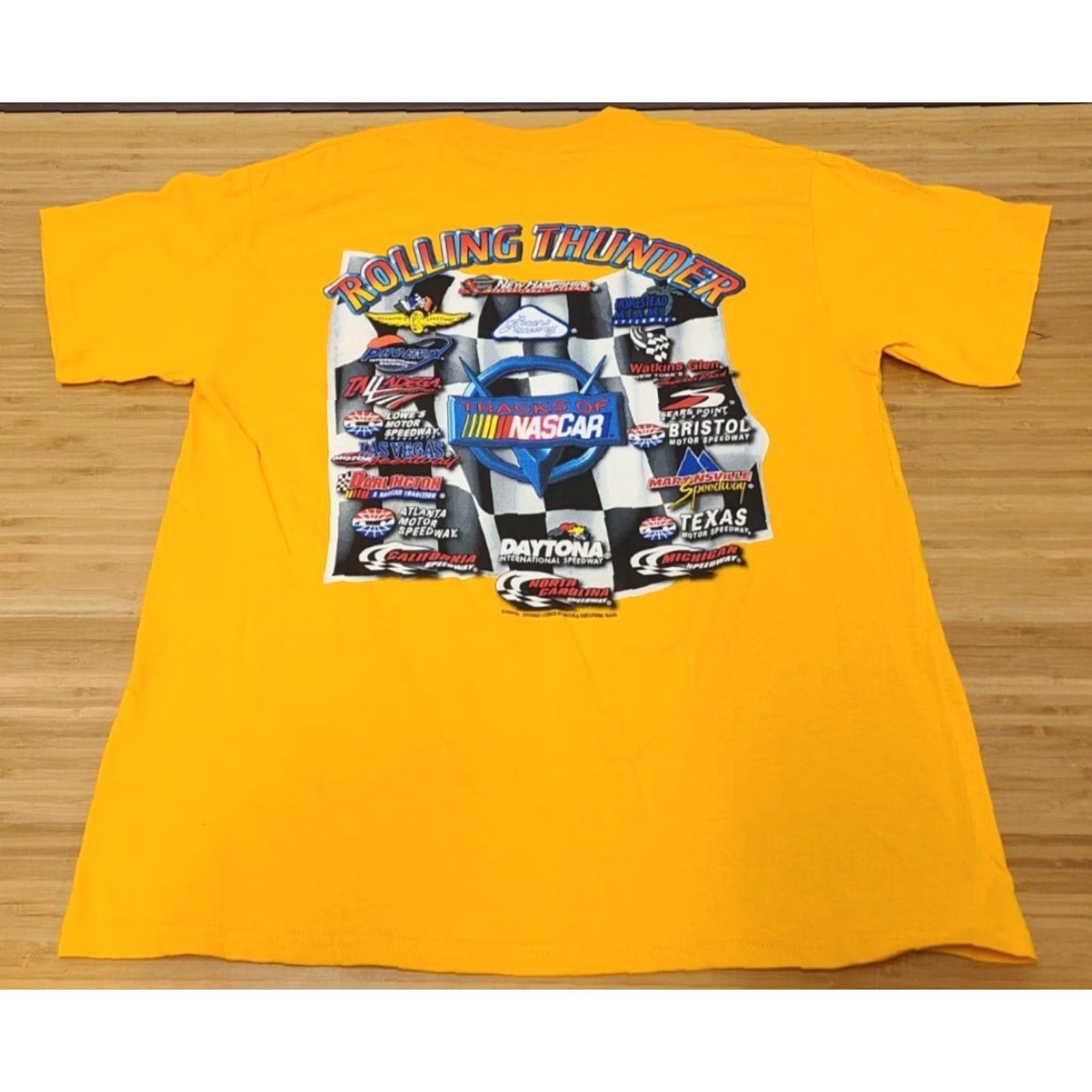 Delta VINTAGE Delta NASCAR Shirt XL Men's Yellow 100% Cotton Short Sleeve T-Shirt Racing Cars Print Size US XL / EU 56 / 4 - 6 Thumbnail