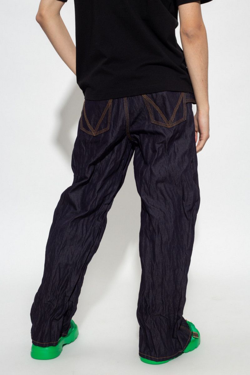 Bottega Veneta BOTTEGA VENETA navy blue crumpled metallic effect jeans 32 Size US 32 / EU 48 - 3 Thumbnail