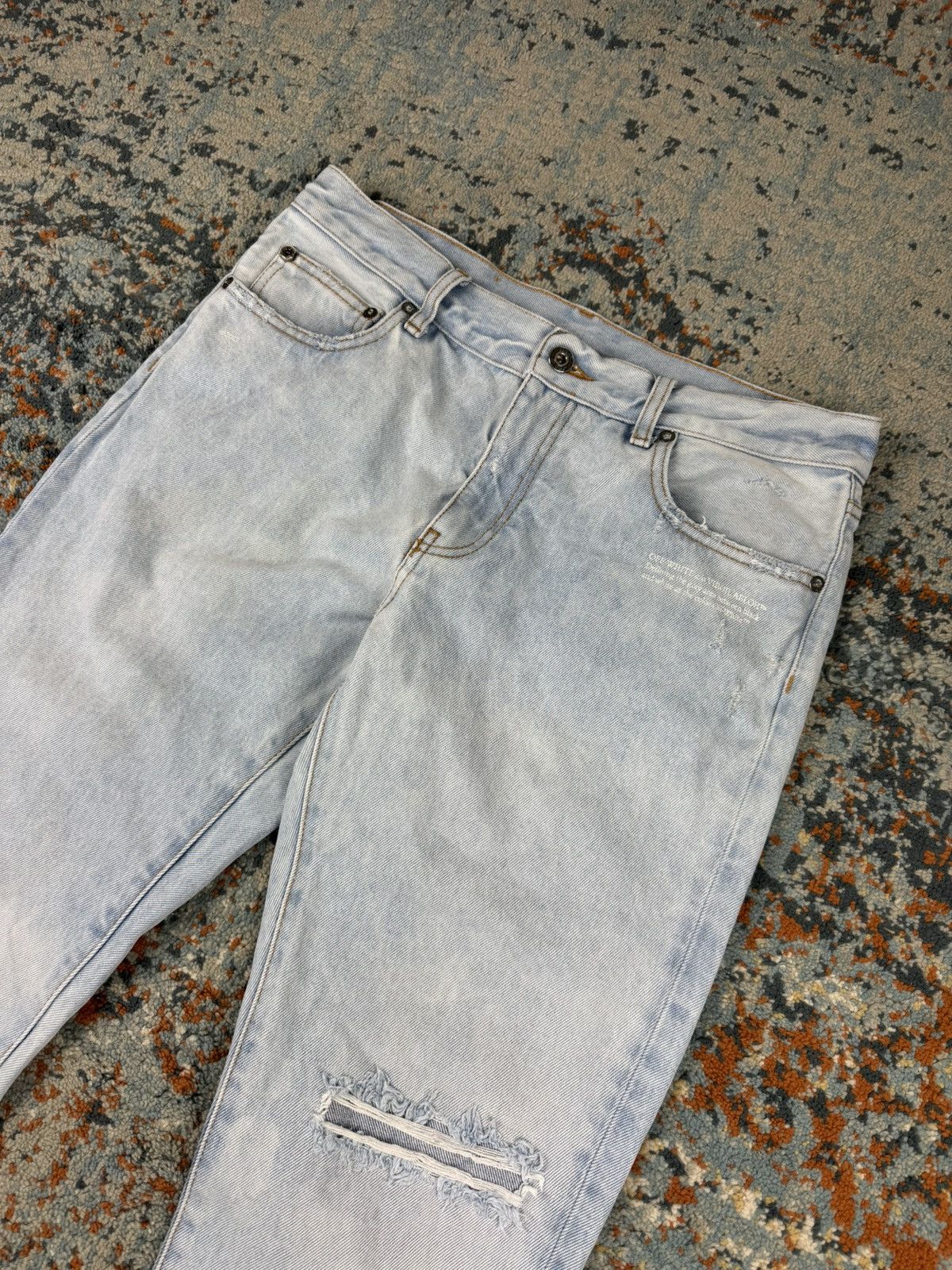 Off-White Off-White corp distress skinny light washed denim Size US 32 / EU 48 - 3 Thumbnail