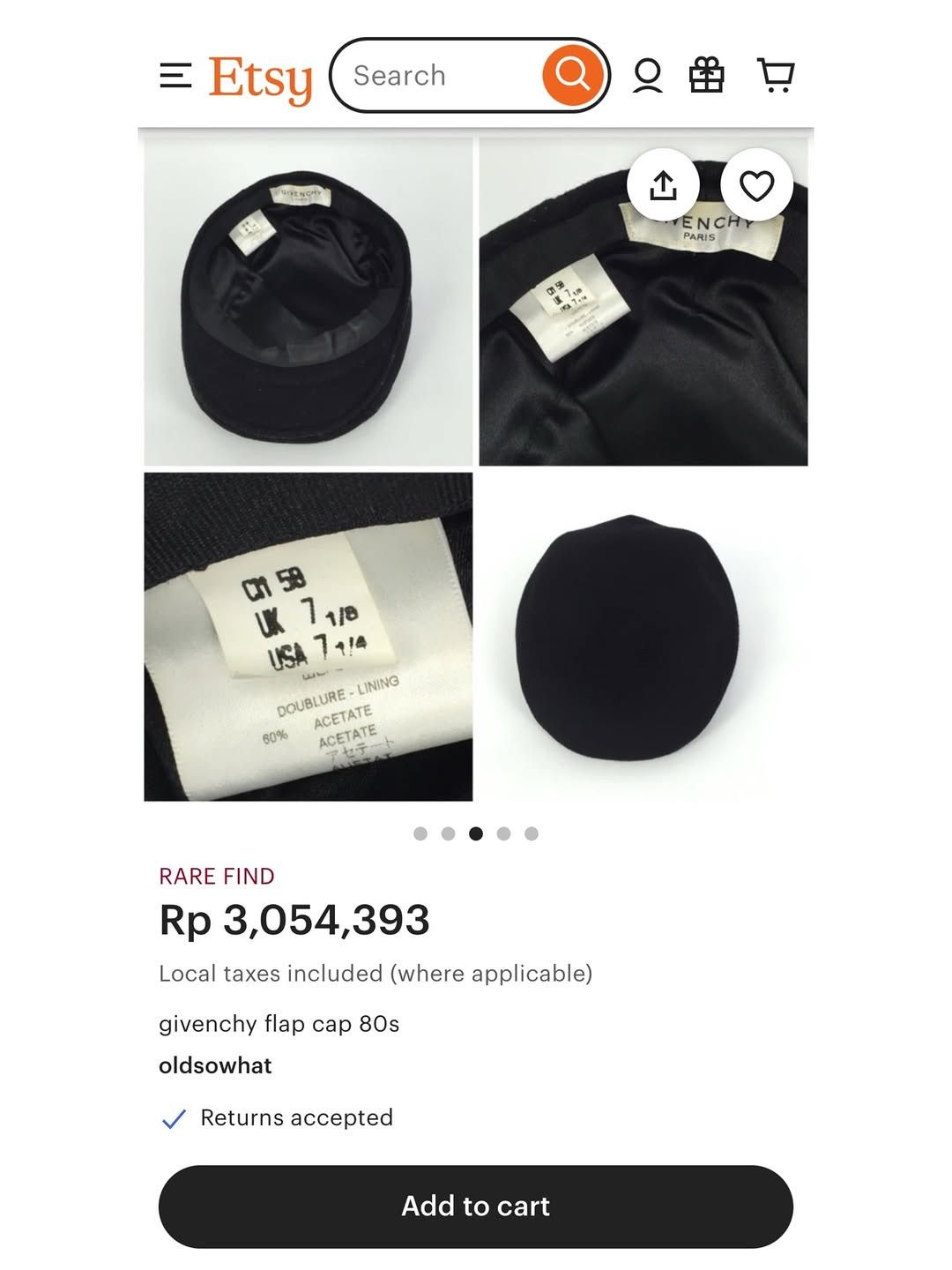 Givenchy Rare Vintage 80s GIVENCHY Flatcap Size ONE SIZE - 11 Thumbnail