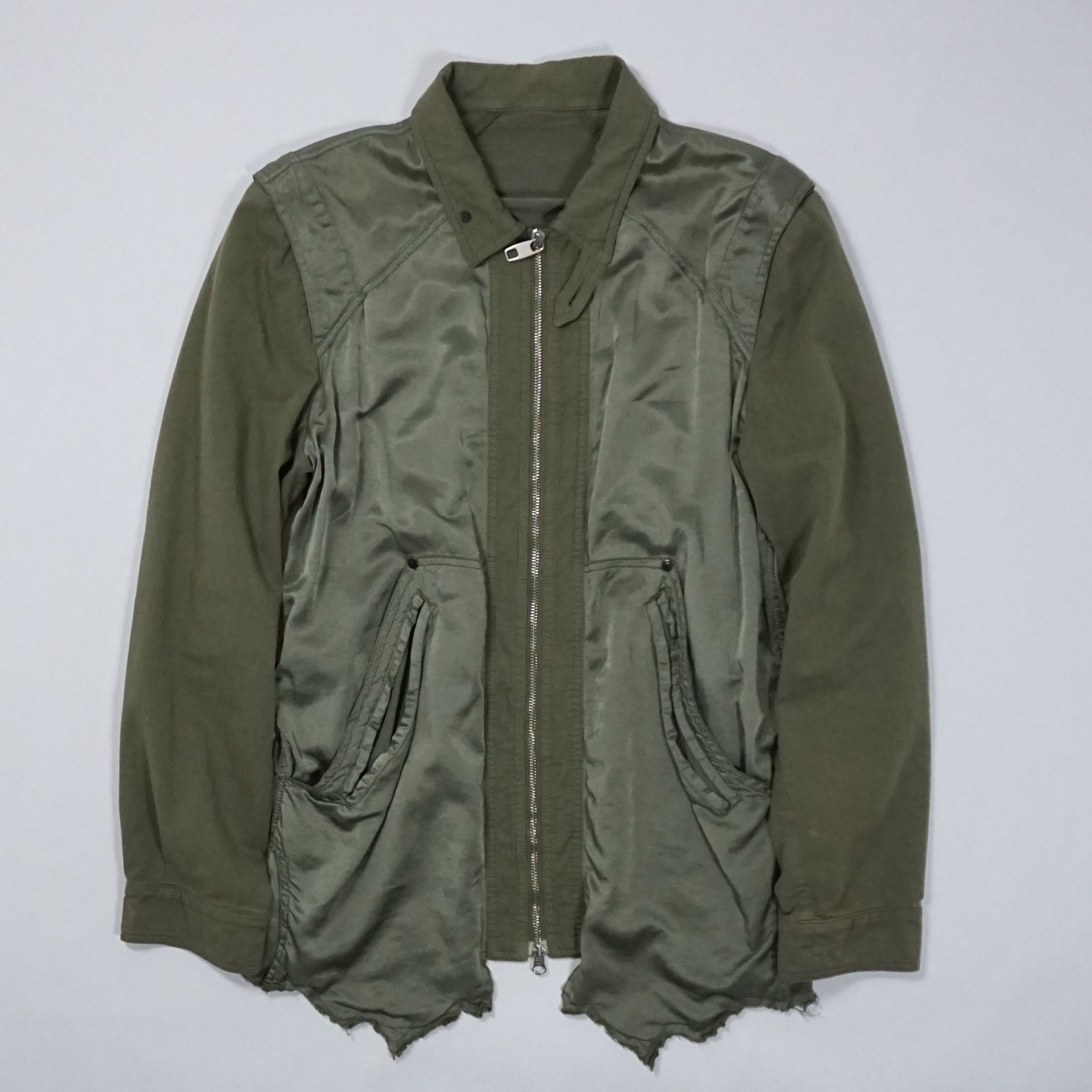 image of Griffin Destroyed Zip Up Shirt in Green, Men's (Size Medium)