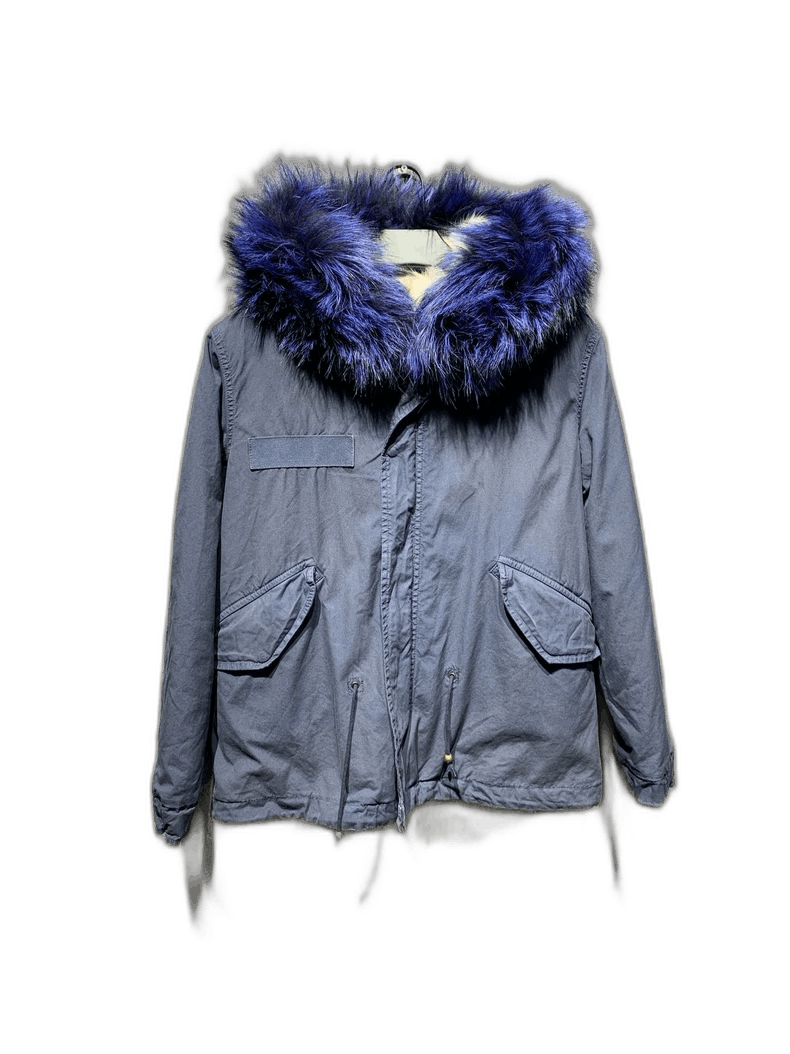 Moncler Mr&Mrs Fur Collar Parka Coat in Navy Size S / US 4 / IT 40 - 1 Thumbnail