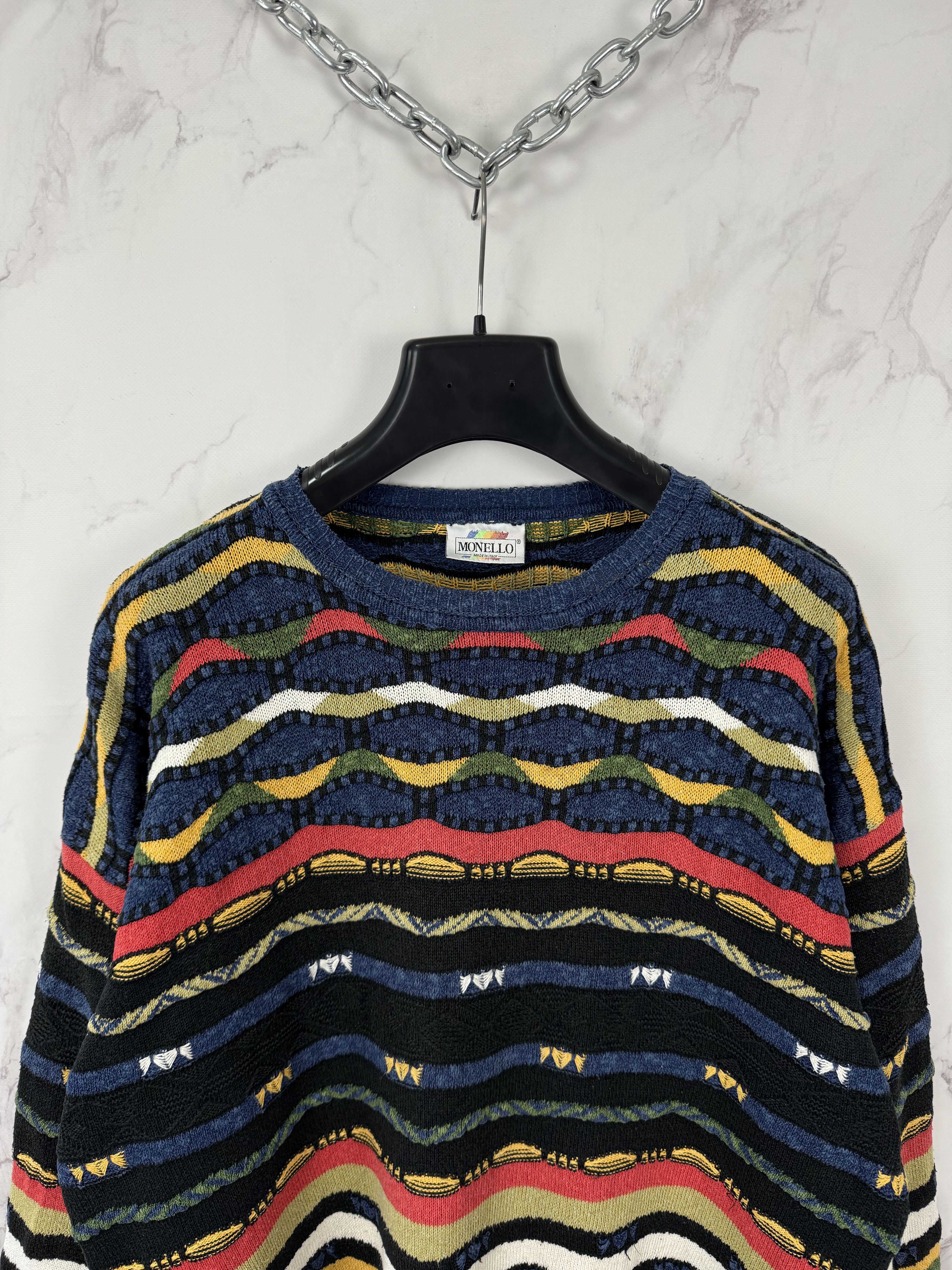 Vintage Vintage 90s Monello 3D Pattern Sweater Coogi Style Size 52 Size US L / EU 52-54 / 3 - 2 Thumbnail