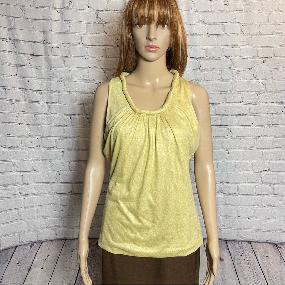 Anne Klein Anne Klein Viscose Blend Sleeveless Yellow Metallic Top Siz Size M / US 6-8 / IT 42-44 - 1 Thumbnail