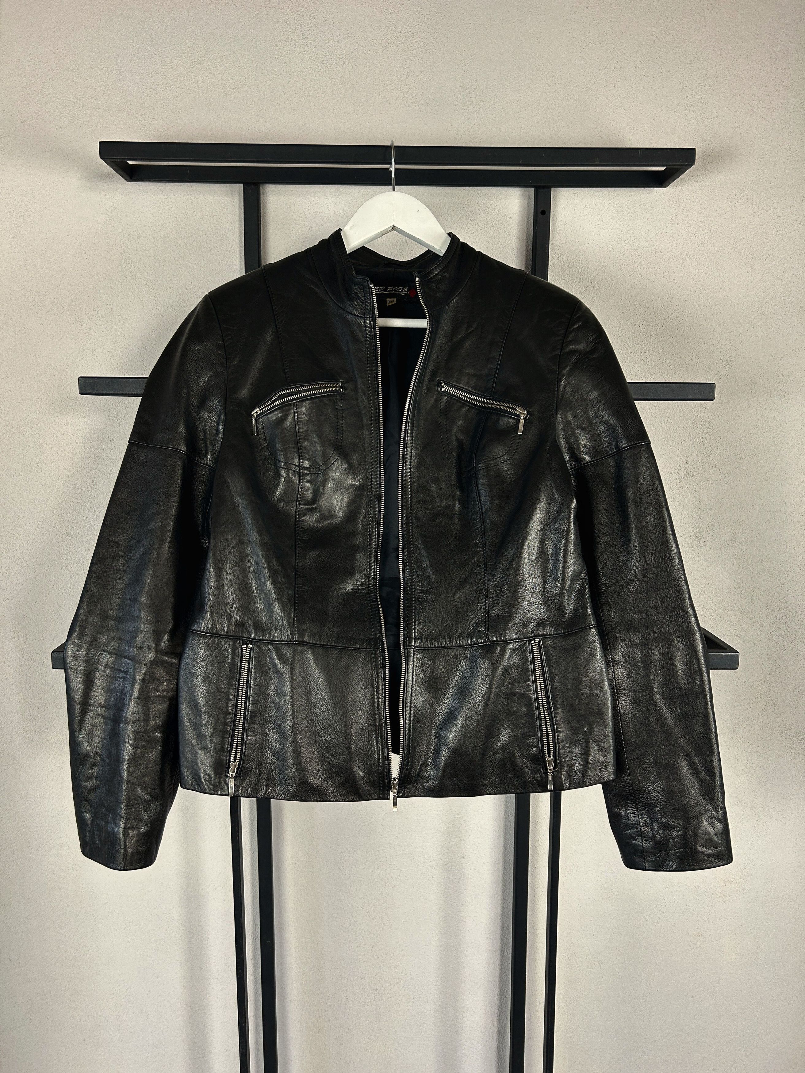 Vintage Black Leather Jacket Minimal Moto Biker Slim Y2K Archive Size S / US 4 / IT 40 - 4 Thumbnail