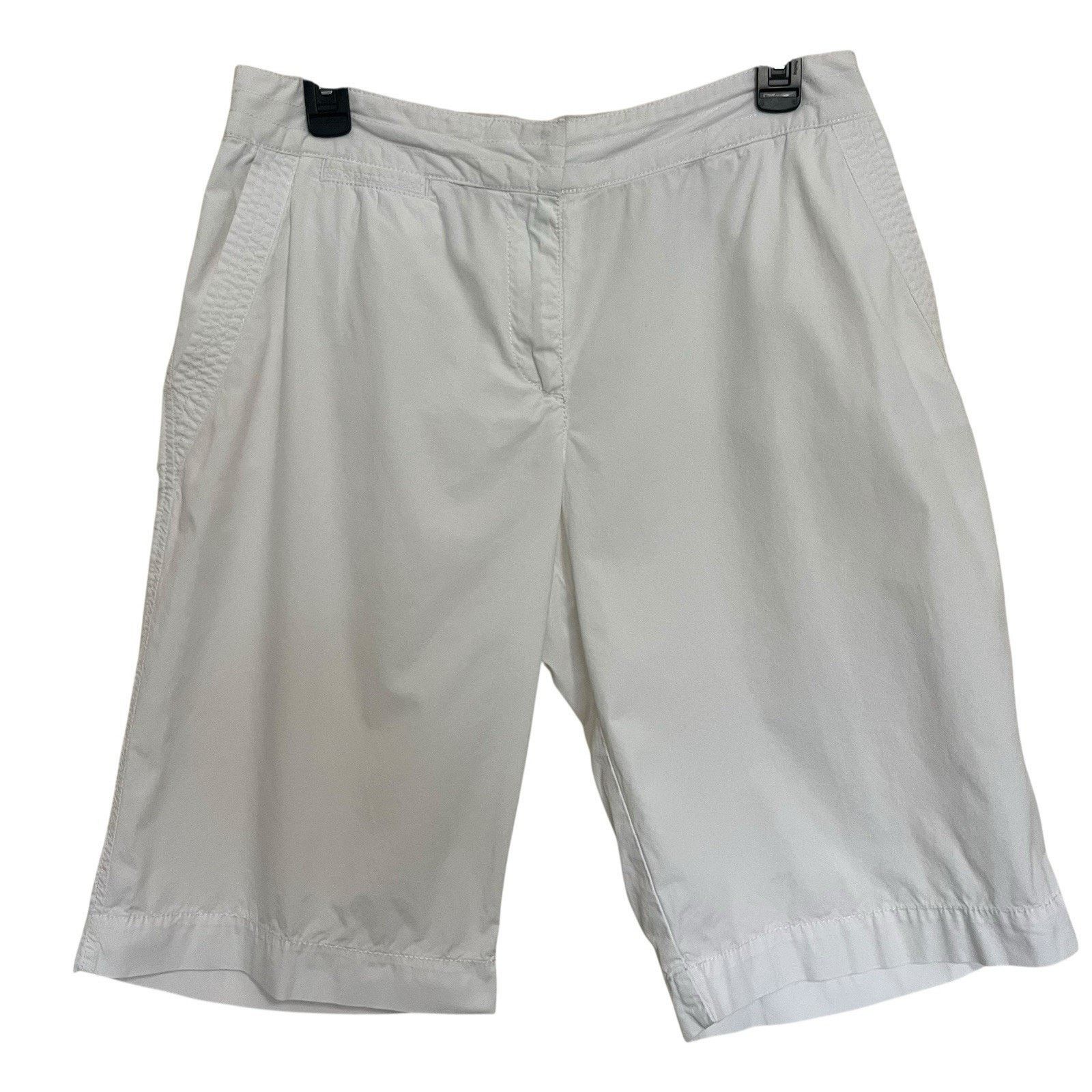 Izod Izod | Women’s Elastic Waist Bermuda Shorts White Size 12 Size 34" / US 12 / IT 48 - 1 Thumbnail