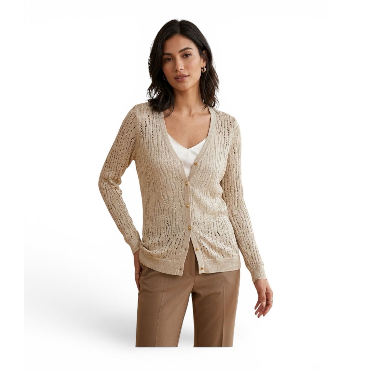 Other Belldini Pointelle knit cardigan sweater with gold thread Size XL / US 12-14 / IT 48-50 - 1 Thumbnail
