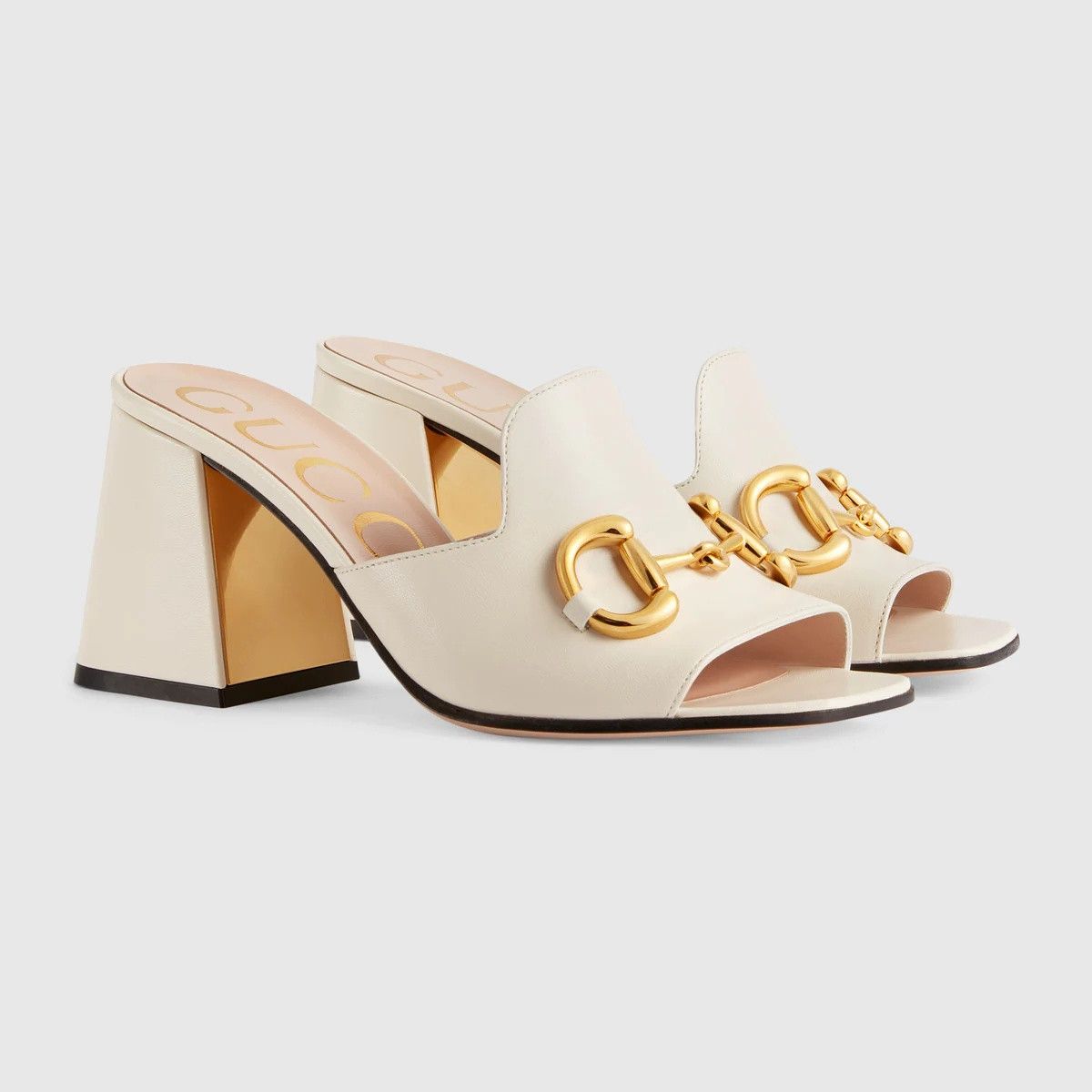 Gucci o1s1wg110225 Slide Sandals With Horsebit in White Size US 6 / IT 36 - 2 Thumbnail