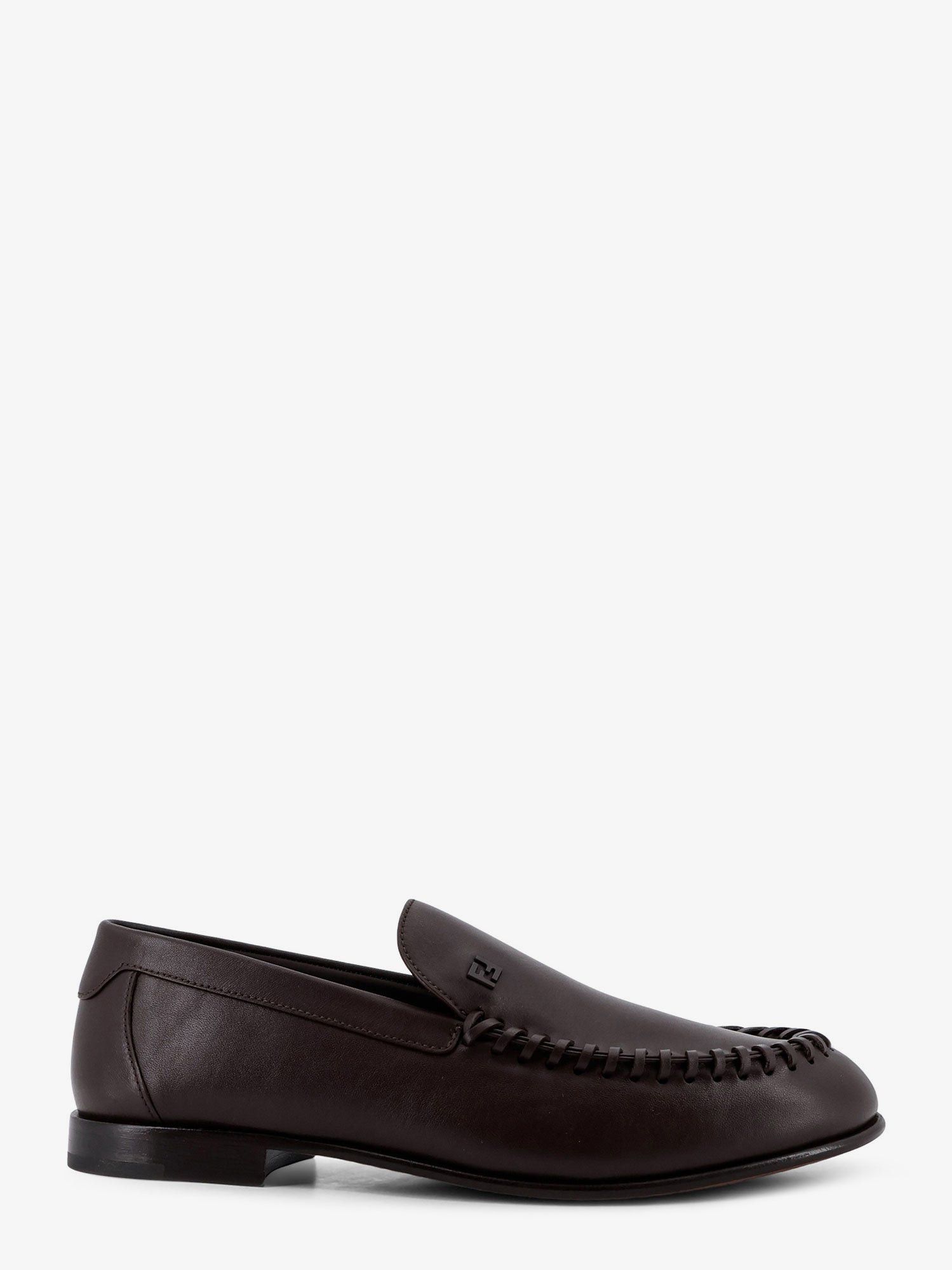Fendi Leather loafers with metal FF logo UK 8 Men - USA Tariffs Included