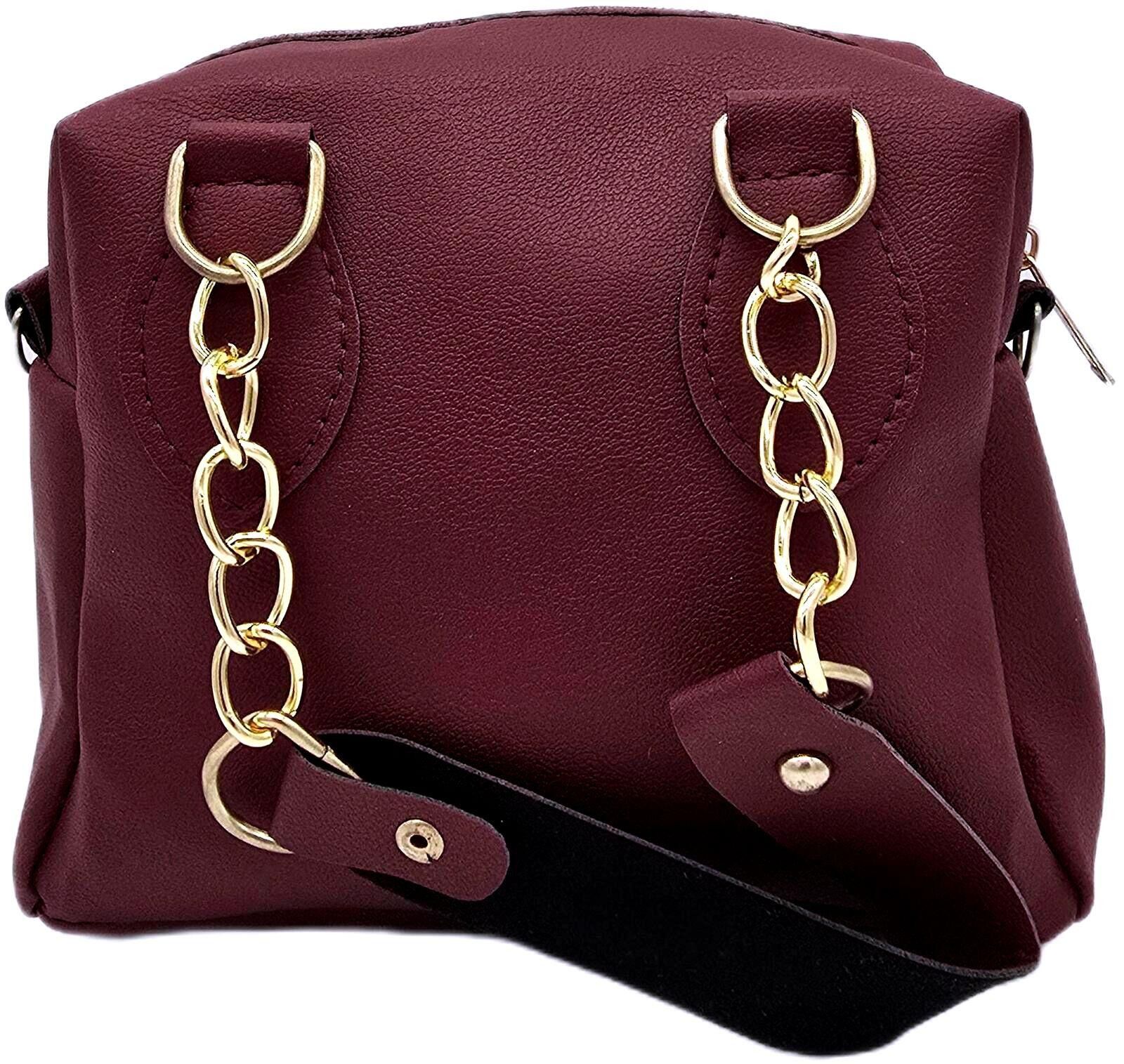 Other Mini Burgundy Faux Leather Crossbody Bag with Fur Charm Size ONE SIZE - 11 Thumbnail