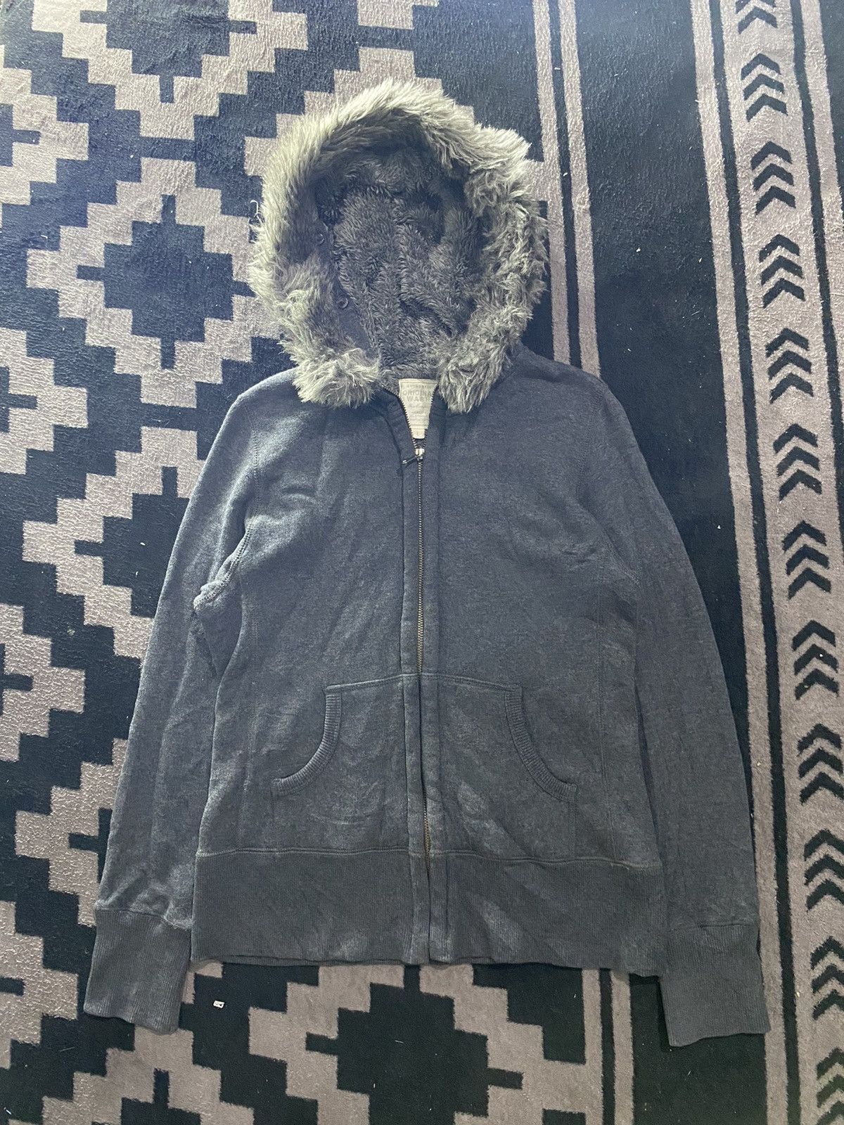 Original wash uniqlo faux fur hoodie
