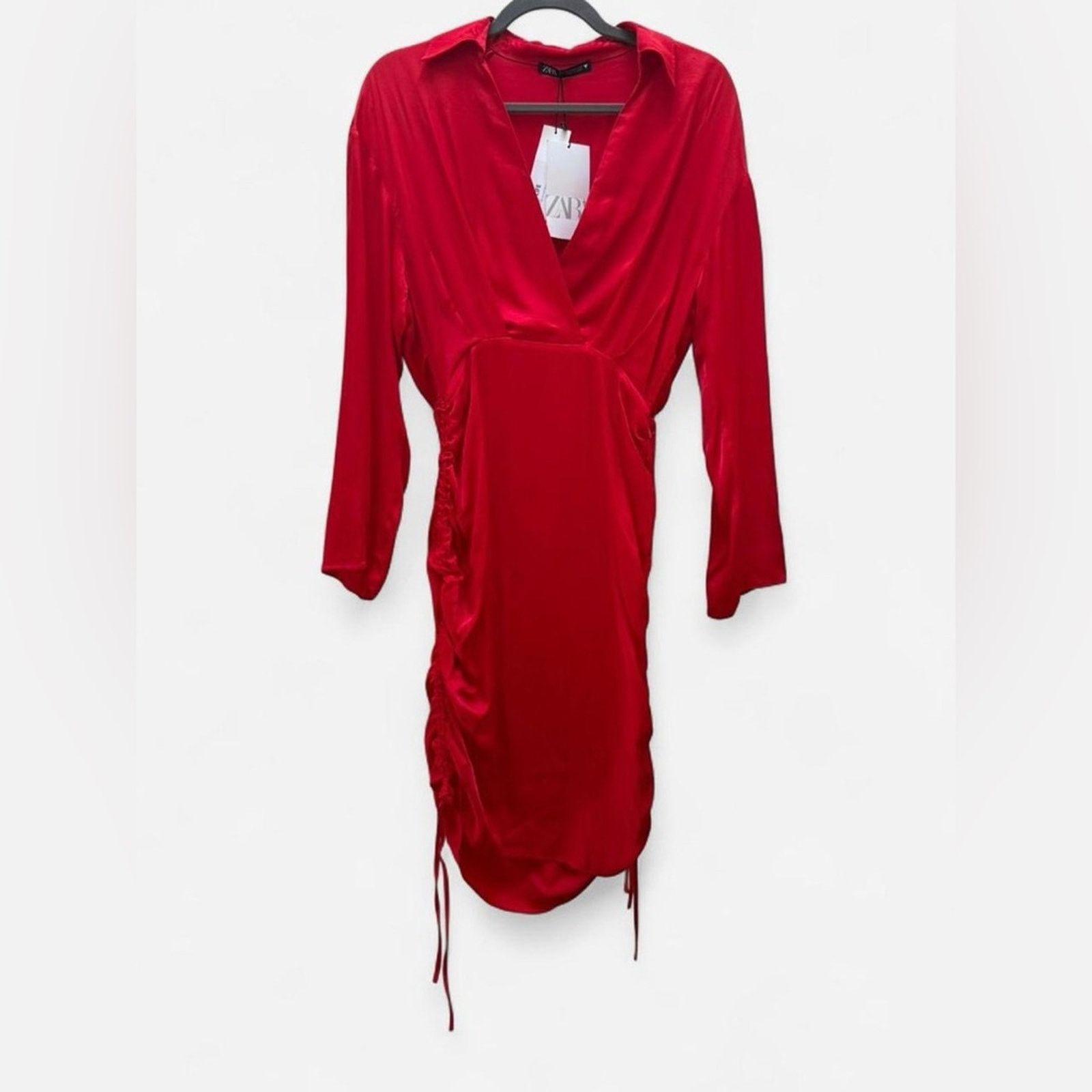 Zara Zara Elegant Red Gathered Dress Size XS NWT Hot Red Mini Size XS / US 0-2 / IT 36-38 - 2 Thumbnail