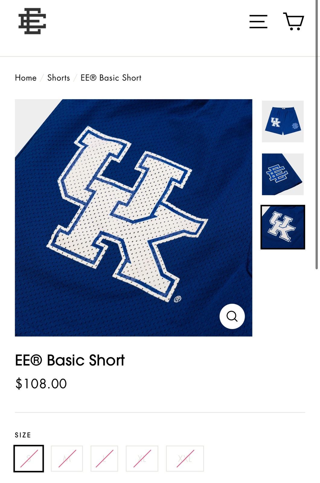 Eric Emanuel × NCAA Eric Emanuel Kentucky Basic Shorts Large Size US 34 / EU 50 - 10 Thumbnail