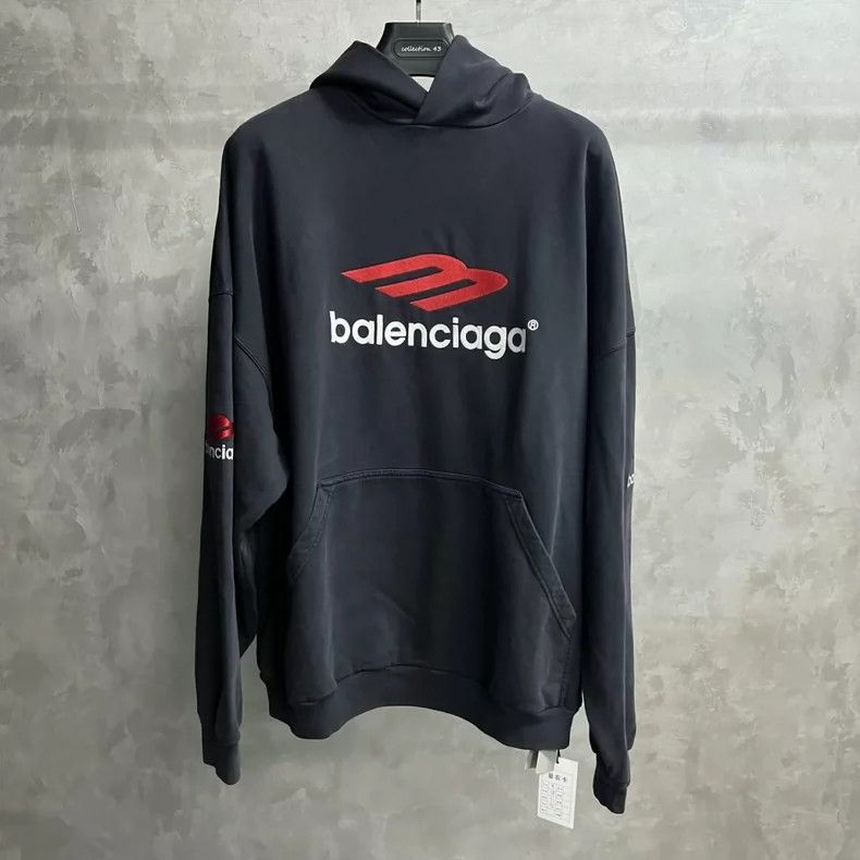 Balenciaga Balenciaga size 4 Black monogrammed printed hooded sweatshi Size US L / EU 52-54 / 3 - 1 Thumbnail