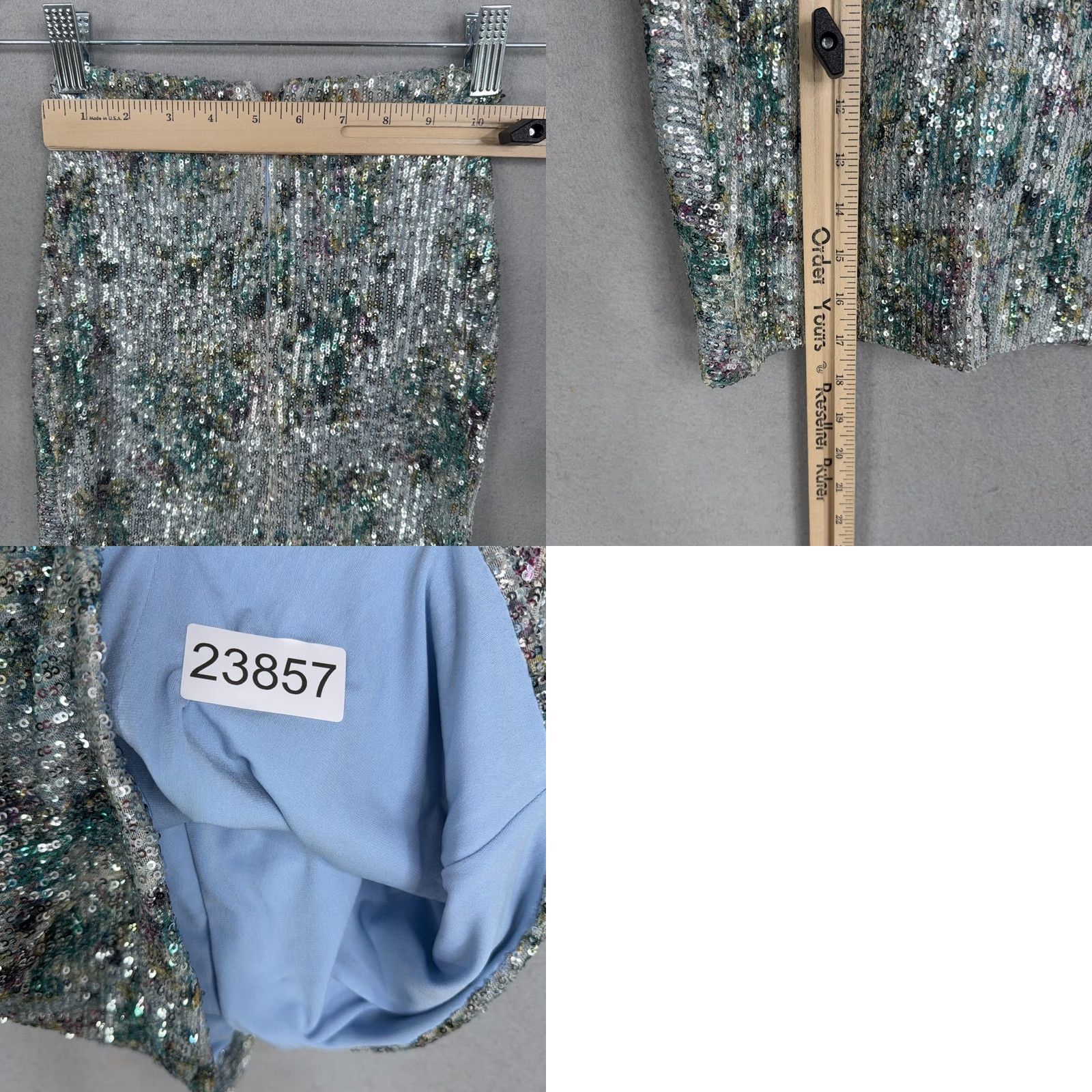 Vintage Nookie Forever Skirt Womens XS Blue Sequin Ruched Knot Front Mini Party Cocktail Size 26" / US 2 / IT 38 - 9 Thumbnail