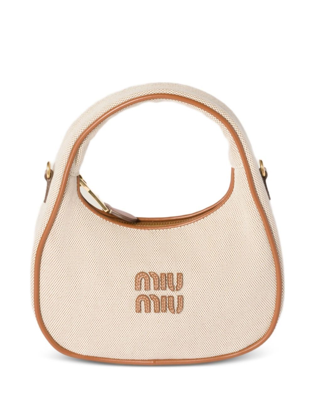 Miu Miu WANDER CANVAS AND LEATHER SMALL HOBO BAG Size ONE SIZE - 1 Thumbnail
