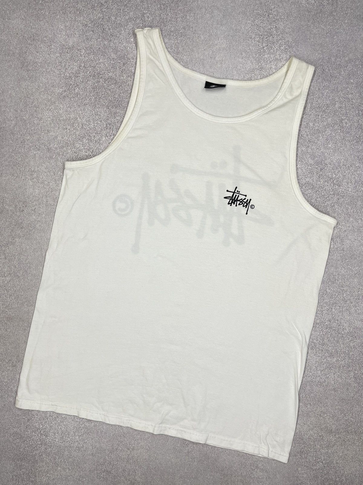 Stussy Vintage Stussy Tank Tops White Big Logo Y2K T Shirt Size L Size US L / EU 52-54 / 3 - 5 Thumbnail