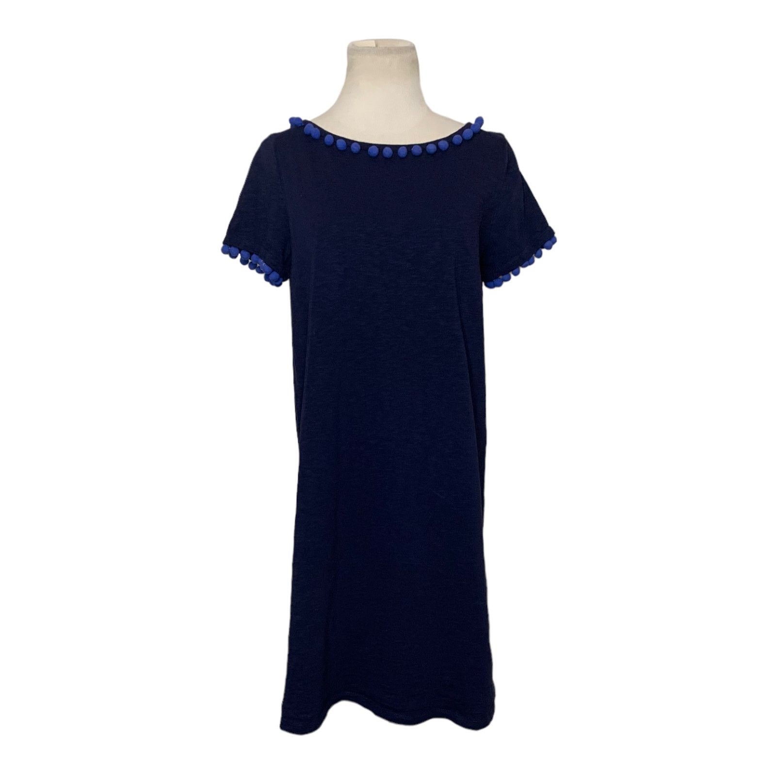 Boden Boden blue short sleeves pom pom mini dress size 8P Size M / US 6-8 / IT 42-44 - 1 Thumbnail