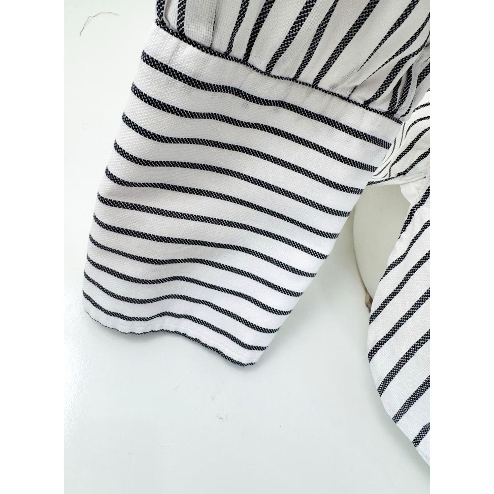 Turnbull & Asser TURNBULL & ASSER Striped Dress Shirt Mens 16 41 White / Black Button-Up Long Sleeve Shirt Mens Shirts 16 41 Size 42R - 3 Thumbnail