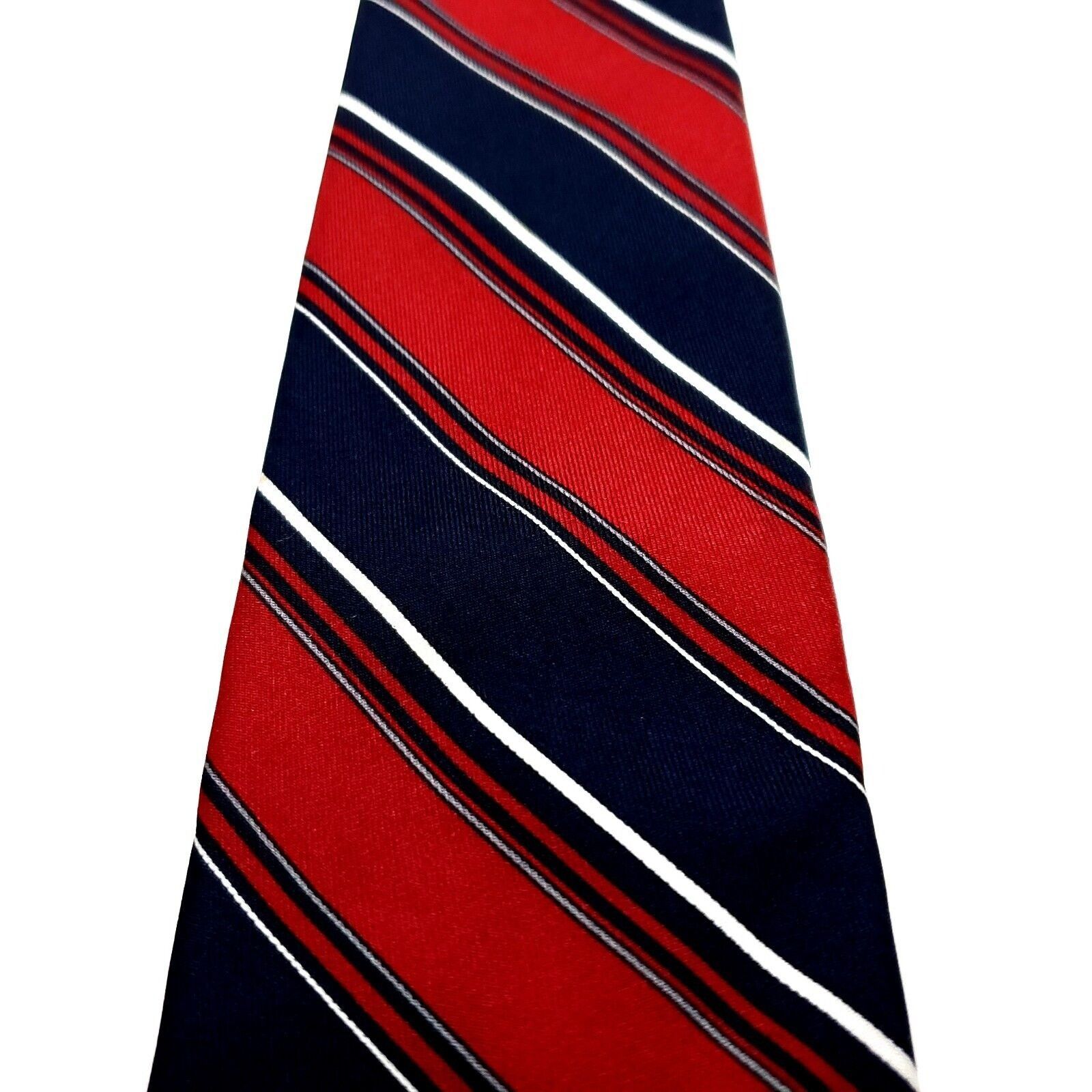 Henry Grethel Henry Grethel Polyester Tie Blue Red Striped Short Size ONE SIZE - 2 Thumbnail