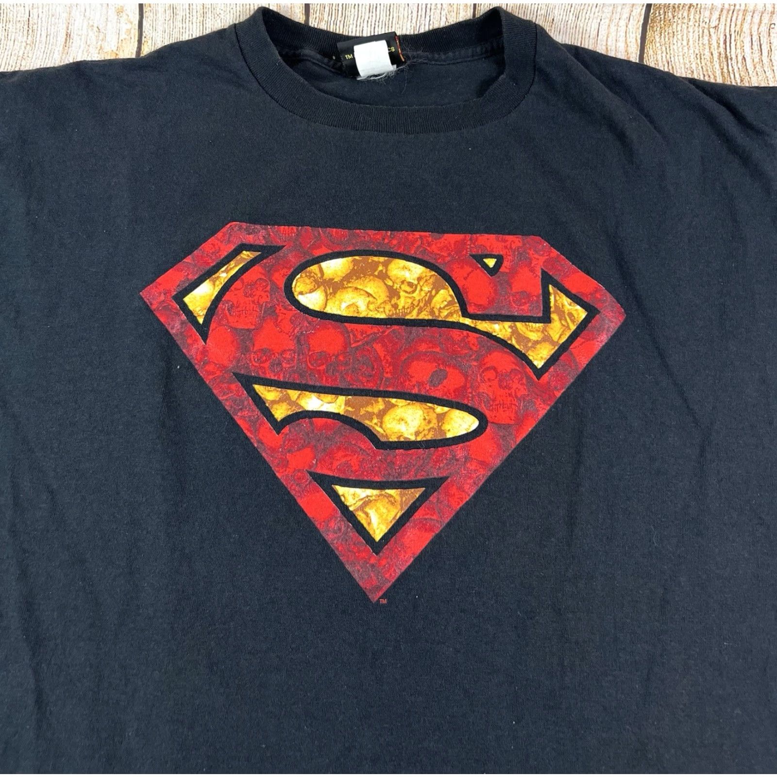 Vintage VINTAGE Warner Bros. Superman DC Comics Skull Logo Black T Shirt Size Large Man of Steel Short Sleeve Graphic Tee Mens Size US L / EU 52-54 / 3 - 5 Thumbnail