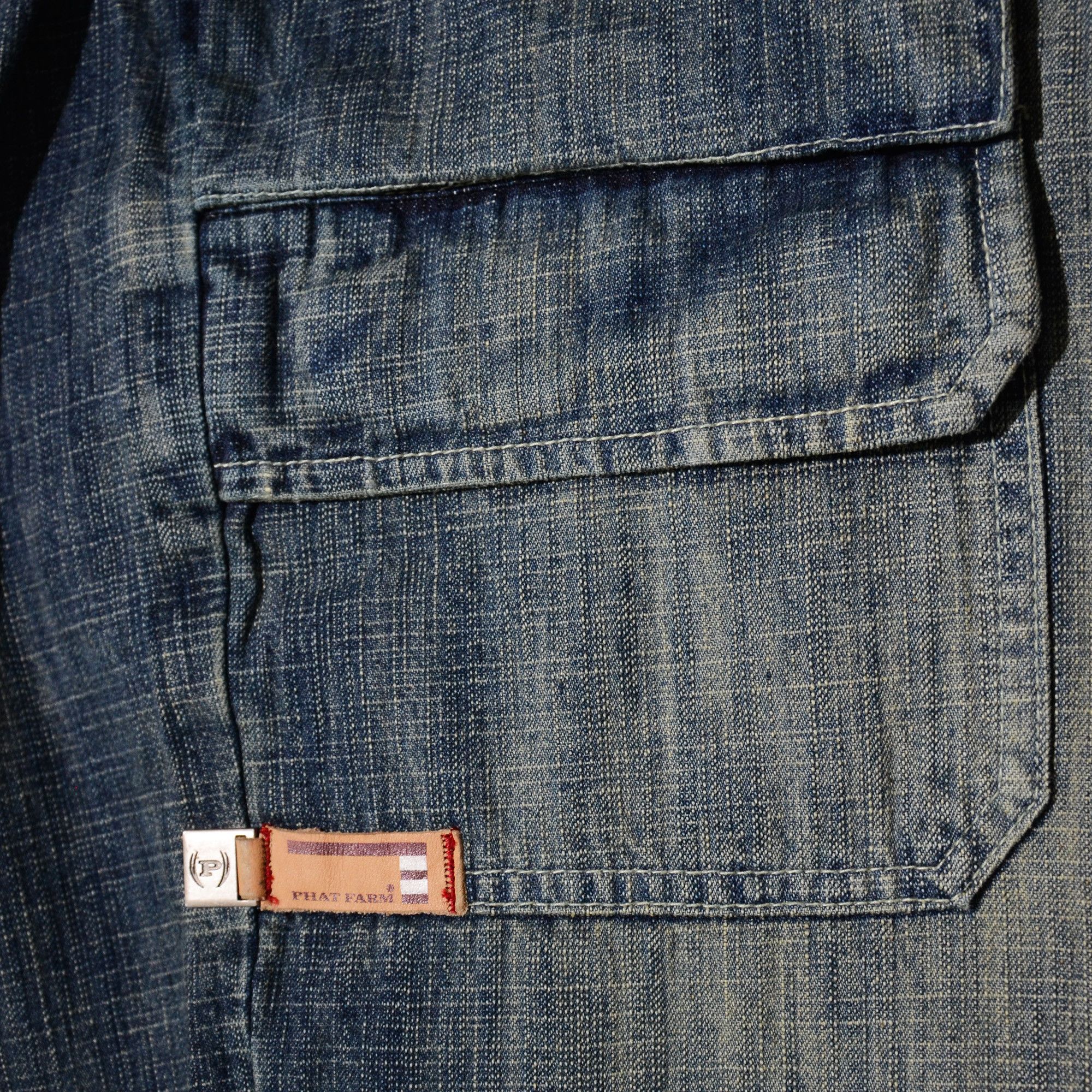 Phat Farm [Folded Color Stain] PF Rare Cargo Denim 90s Streetwear Size US 30 / EU 46 - 13 Thumbnail