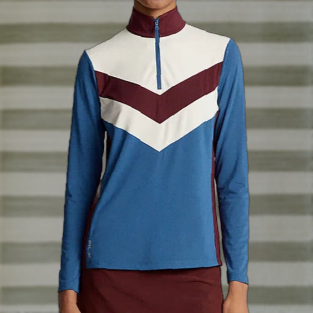 RLX Ralph Lauren RLX Ralph Lauren Women’s Power Stretch Indigo Blue Multi 1/4 Zip Pullover L Size L / US 10 / IT 46 - 1 Thumbnail