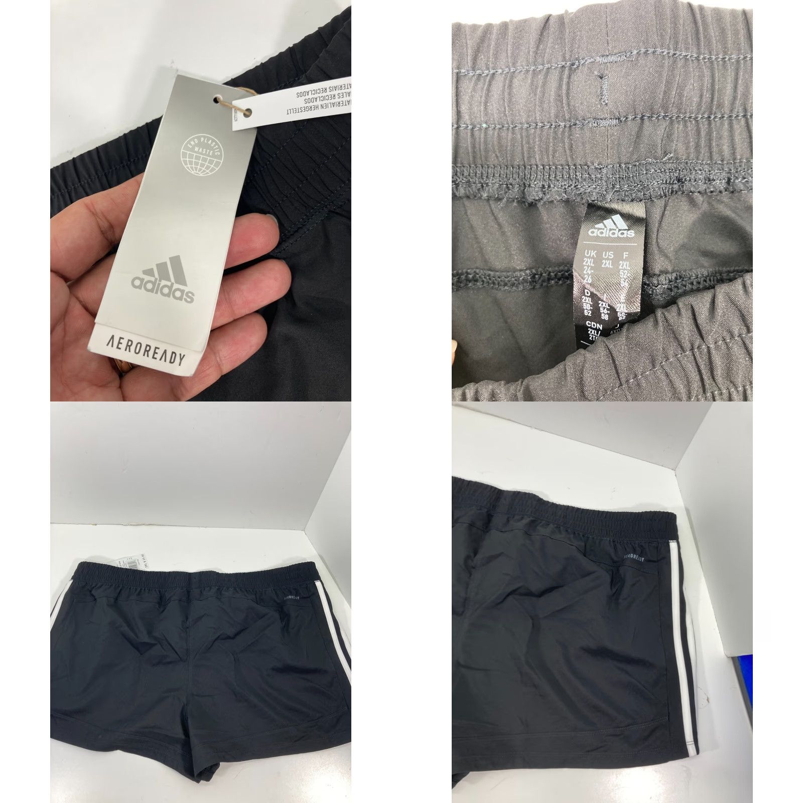Adidas Adidas Pacer 3 Stripe Woven Shorts Womens 2XL Black Sport Gym Training NWT Size 28" / US 6 / IT 42 - 8 Thumbnail