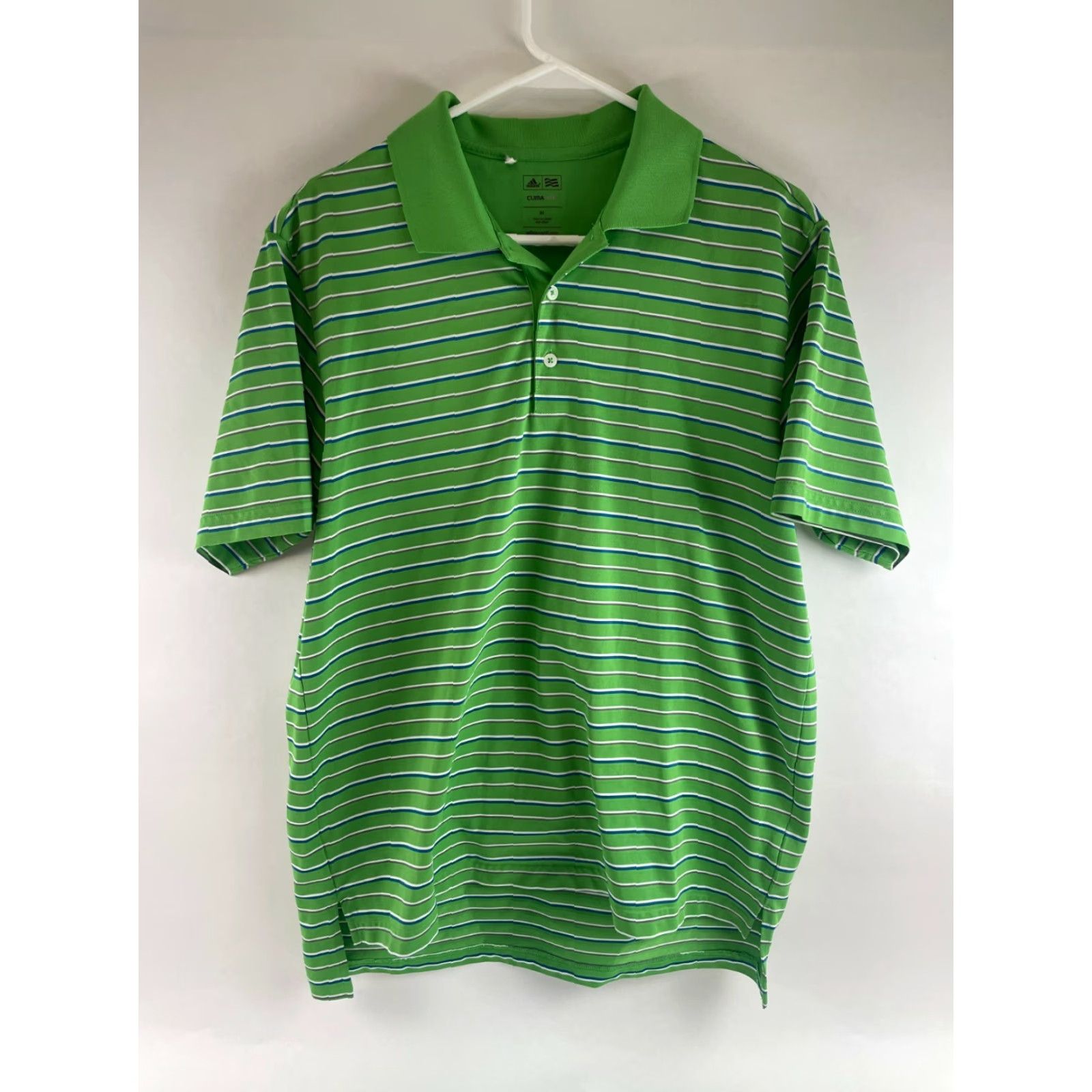 Adidas Adidas Climalite Polo Shirt Men's M Green Stripe 1/4 Button Up Short Sleeve Size US M / EU 48-50 / 2 - 2 Thumbnail