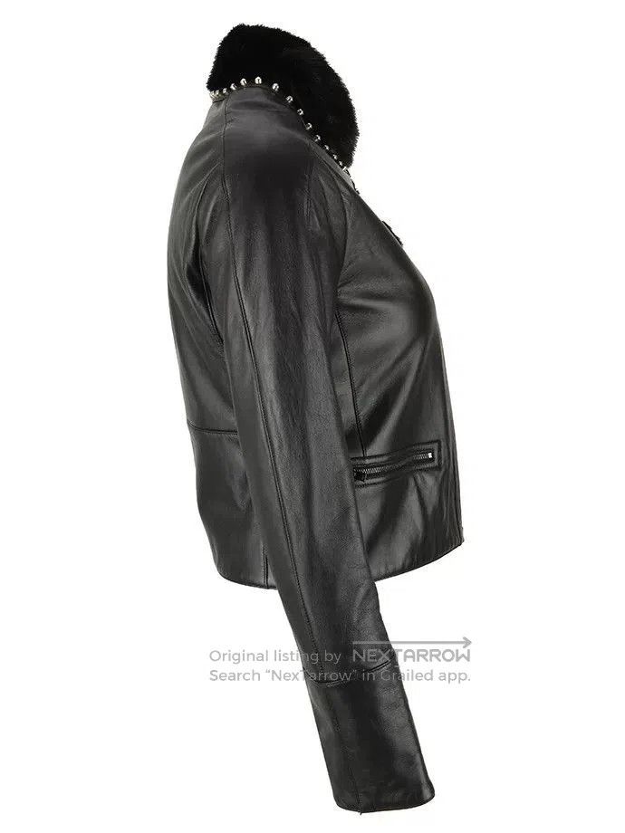 Fendi FENDI Black Leather Jacket with Fur Collar. Size US S / EU 44-46 / 1 - 4 Thumbnail