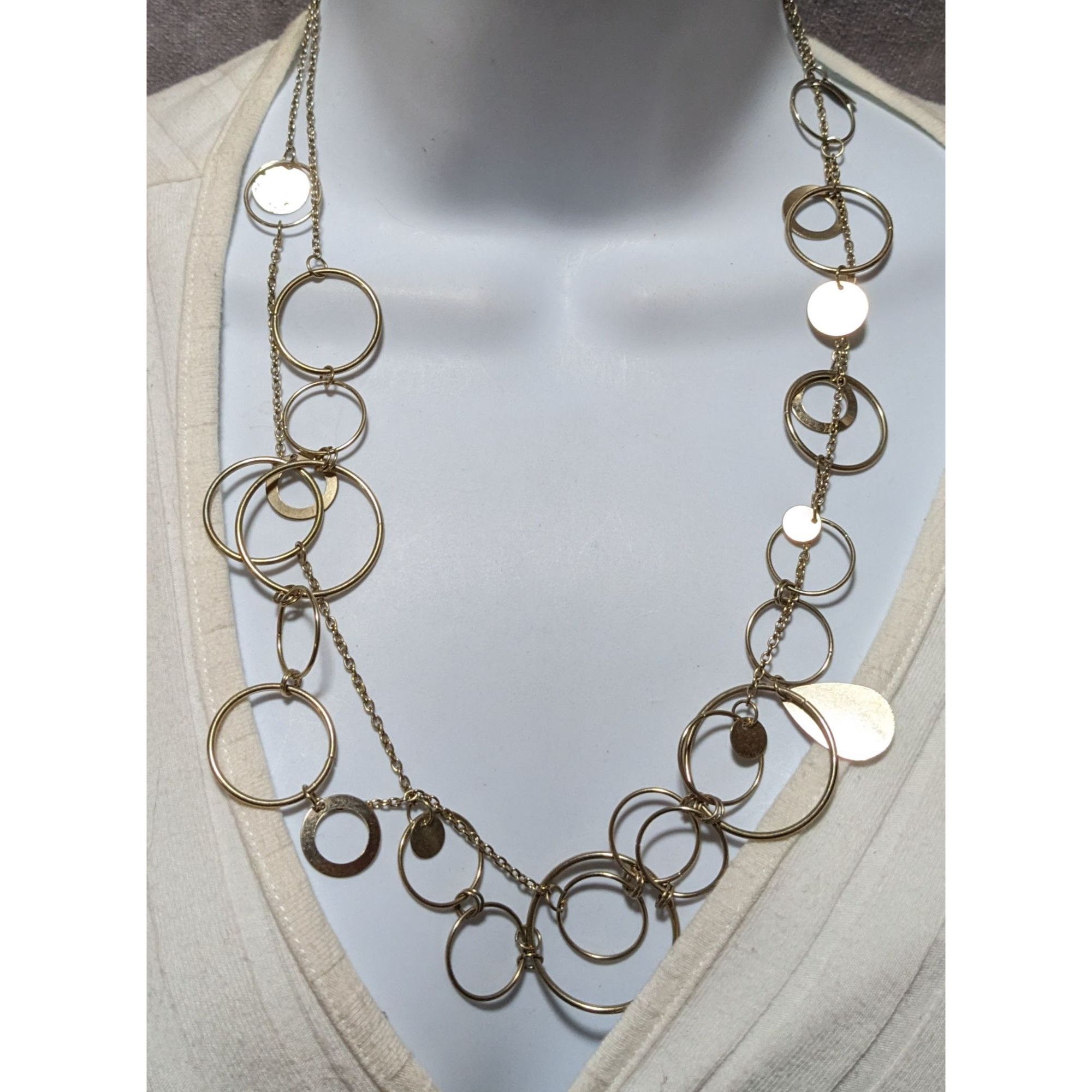 Other Retro Mod Gold Chain Hoop And Charm Necklace Size ONE SIZE - 3 Thumbnail