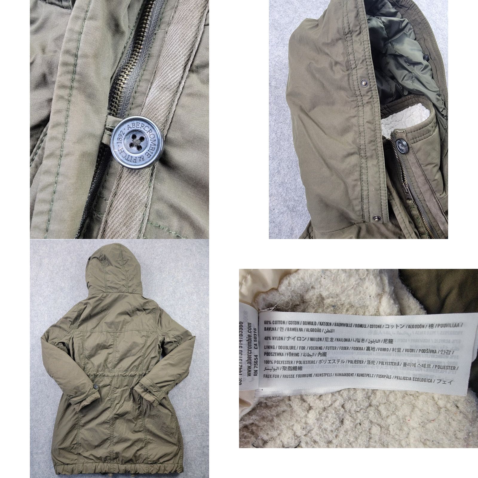 Abercrombie & Fitch Abercrombie & Fitch Coat Womens Large Green Parka Utility Hooded Y2K Size L / US 10 / IT 46 - 8 Thumbnail