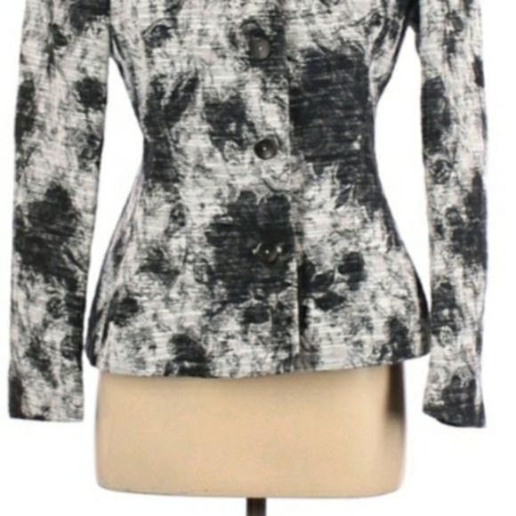 Italian Fitted Blazer Sz 8 Black Ink Blot Single Breasted Ar