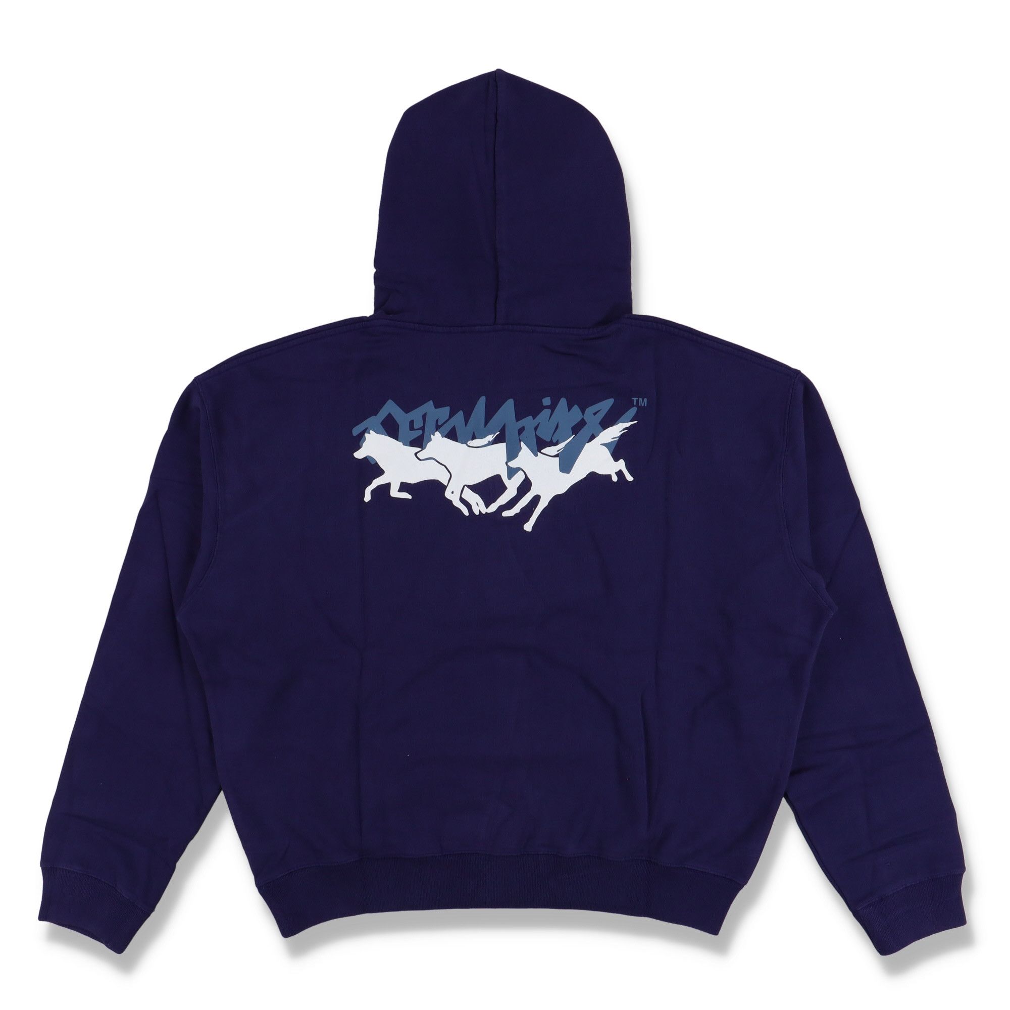 Off-White Blue Running Wolves Logo Oversized Hoodie Size US M / EU 48-50 / 2 - 1 Thumbnail