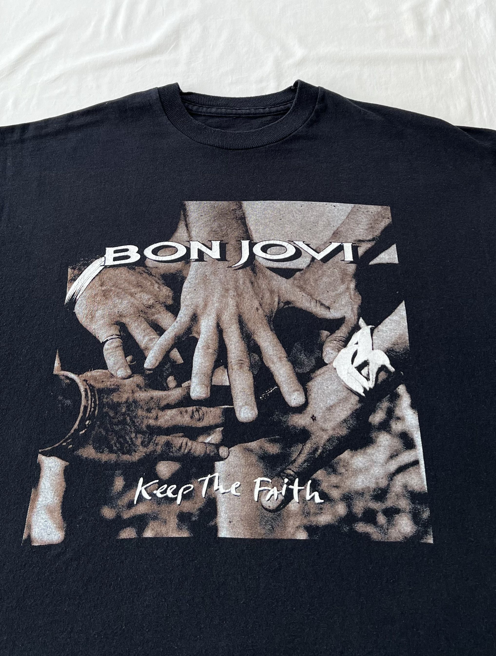 Vintage 90s Bon Jovi Keep The Faith Black T-shirt