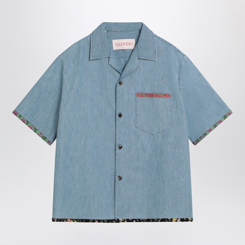 Valentino Denim Shirt With Floral Trims