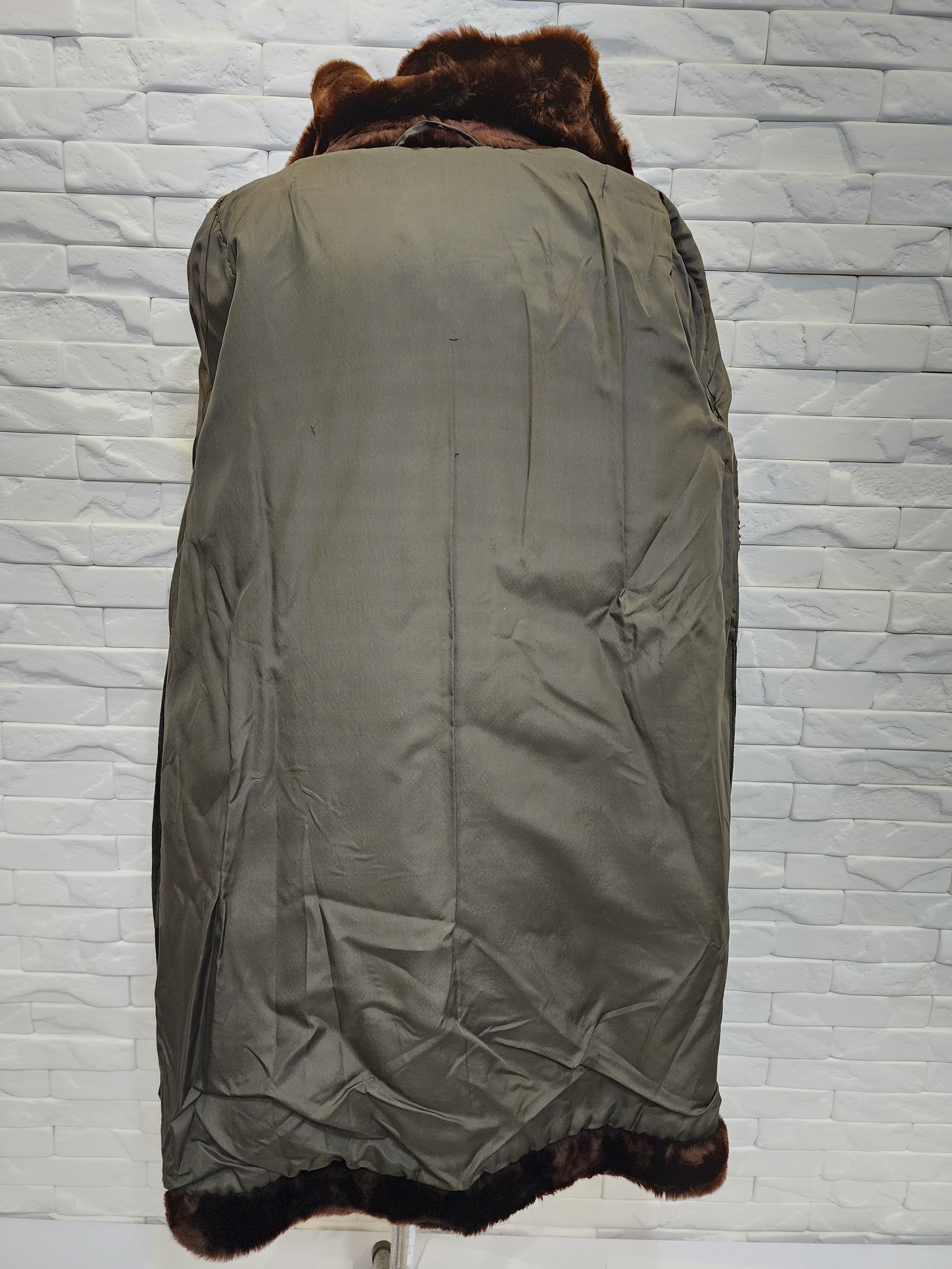 Genuine Leather Brown women's fur coat. Size L / US 10 / IT 46 - 8 Thumbnail