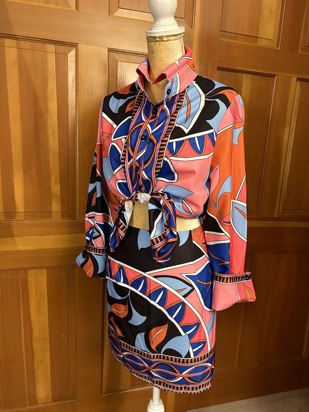 Designer × Other NWT, Lavishly Paris Vibrant Multicolored Shirt and Skirt Set Size M / US 6-8 / IT 42-44 - 4 Thumbnail