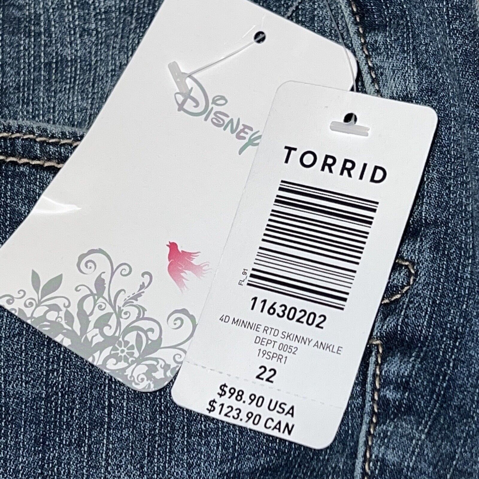 Disney Torrid Jeans Womens Plus 22 Disney Patches Skinny High Rise Size 22" - 9 Thumbnail