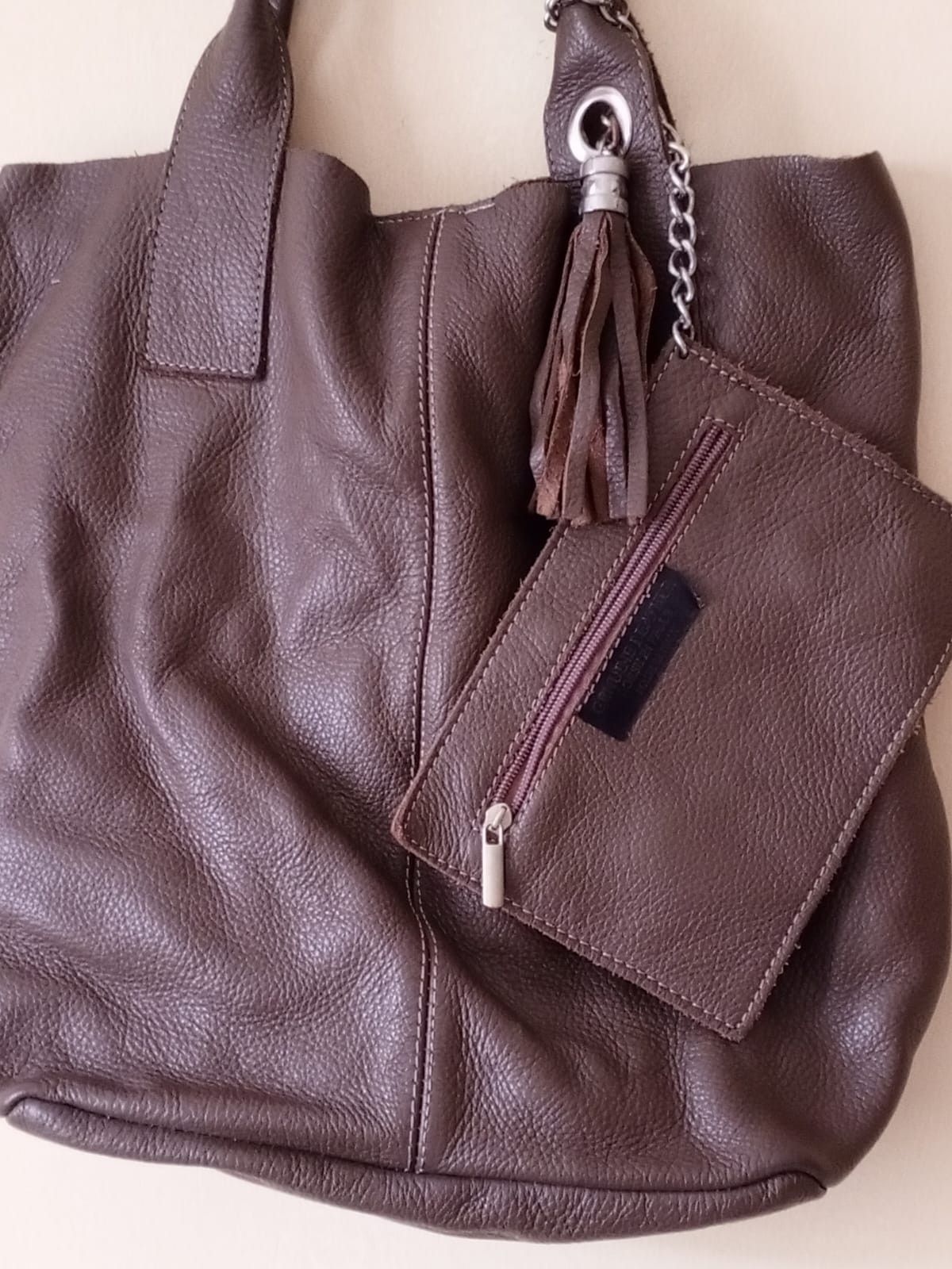 Other Italian Tote Beige Genuine Leather Women Shoulder Bag Size ONE SIZE - 1 Thumbnail