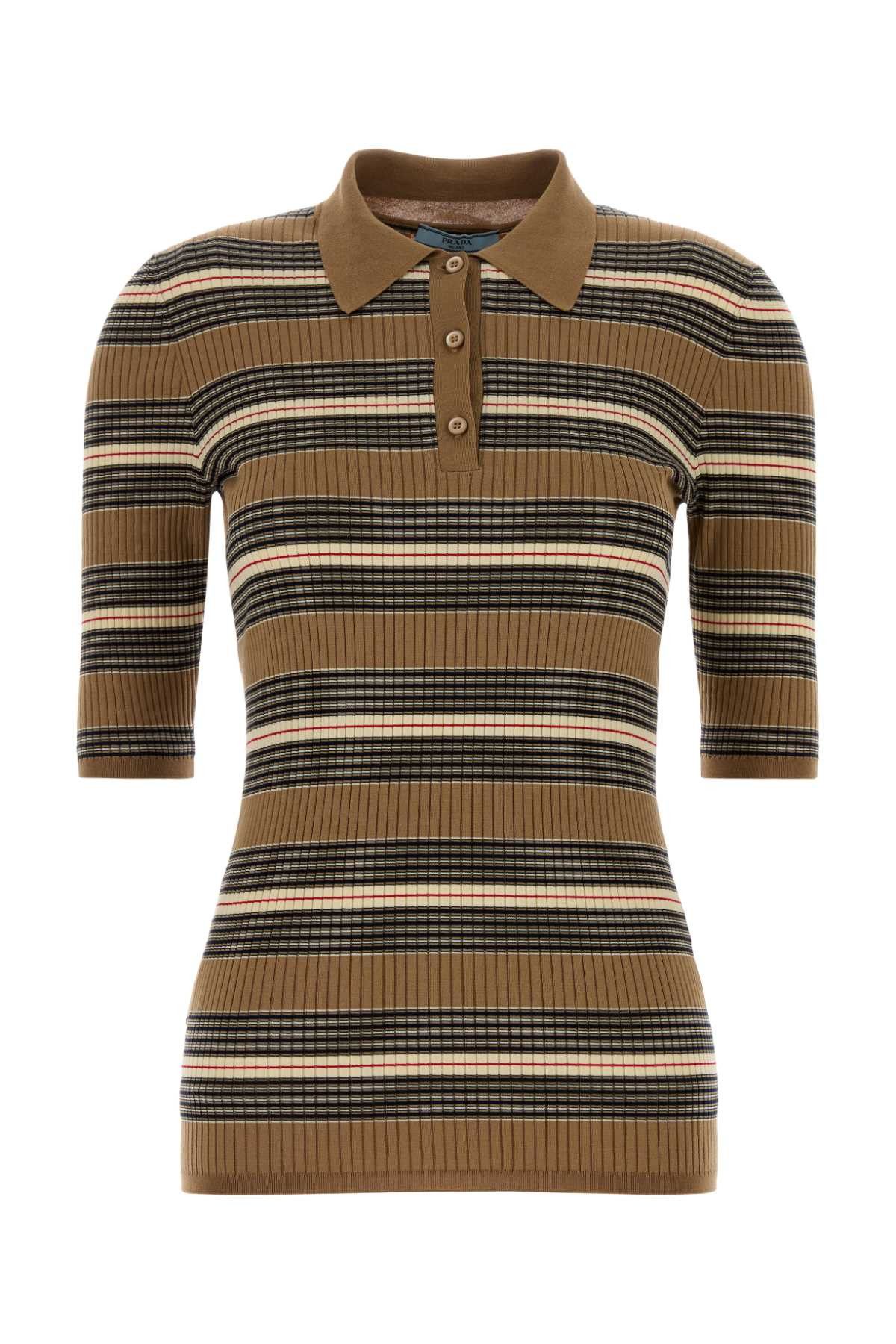 Prada Embroidered Stretch Cotton Blend Polo Shirt Size S / US 4 / IT 40 - 1 Thumbnail