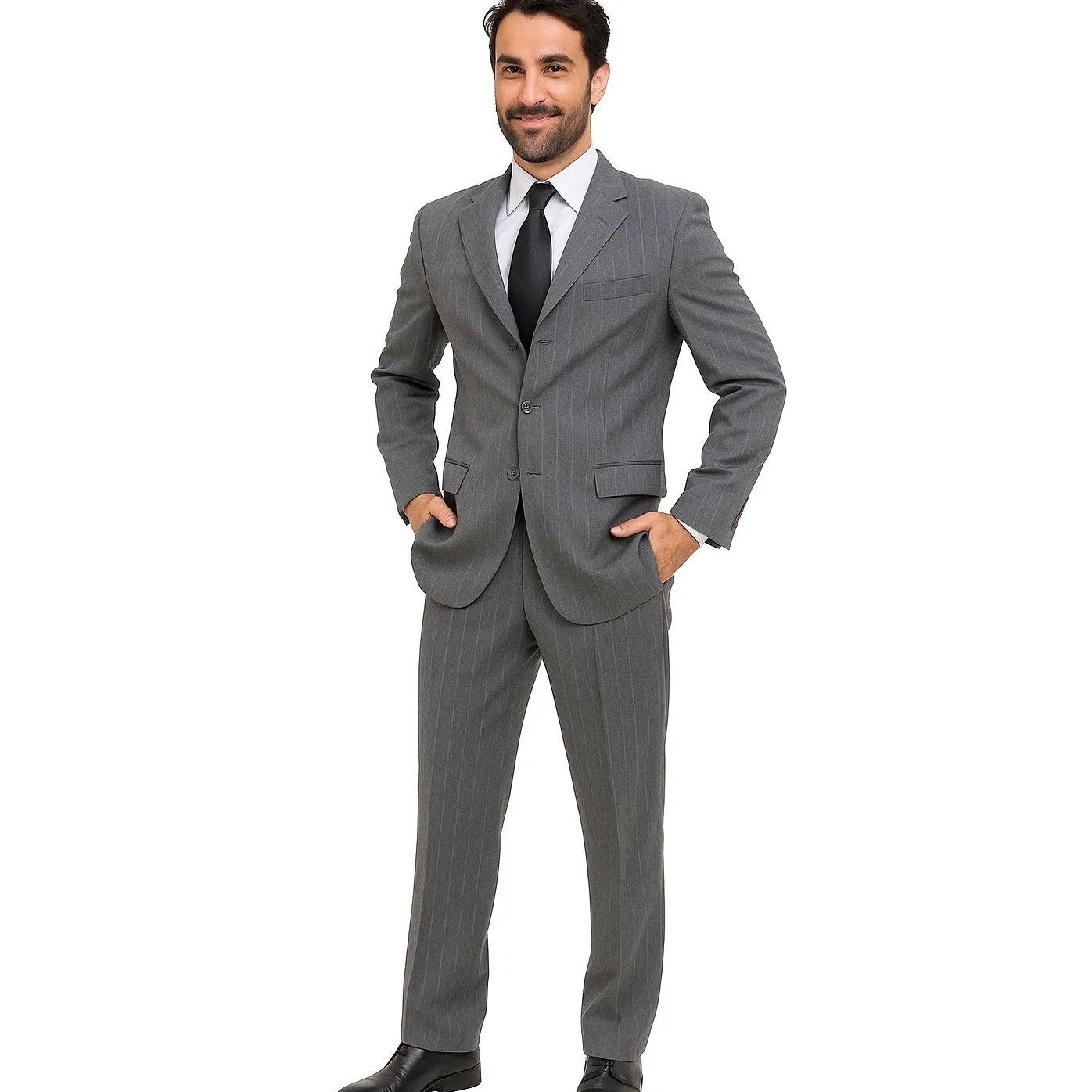 Emporio Armani Emporio Armani Grey Pinstripe Suit - Size 38R, Pants 29/30 Size 38R - 1 Thumbnail