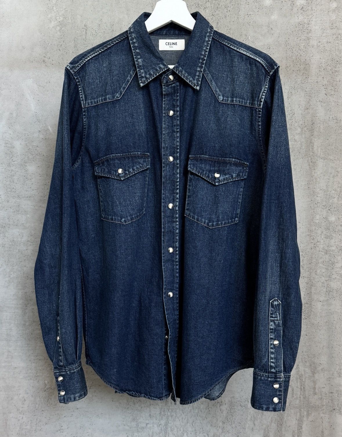 Céline by Hedi Slimane Ocean Wash Denim Western Shirt SS24