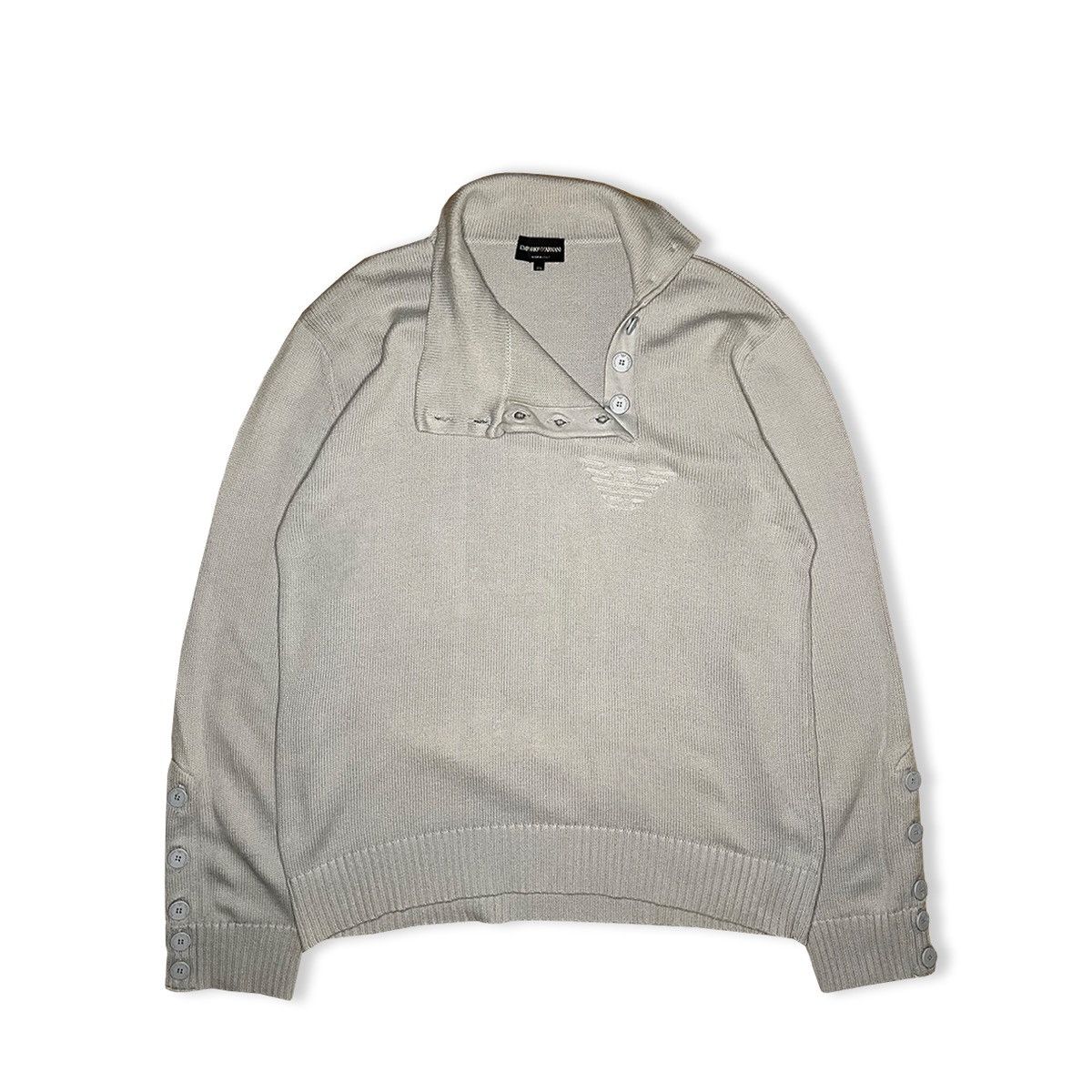 Emporio Armani 90’s Emporio Armani Asymmetric Sidewinder Knit Polo Shirt Size US XXL / EU 58 / 5 - 3 Thumbnail